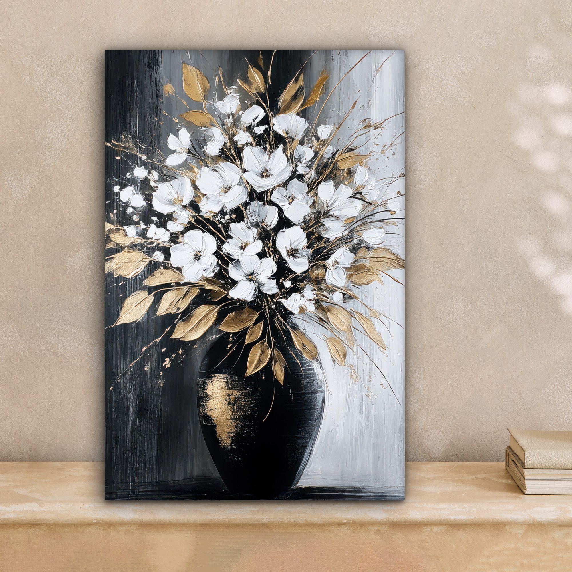 OneMillionCanvasses® Leinwandbild Blumen - Weiß - Vase - Abstrakt, Fotodruc günstig online kaufen