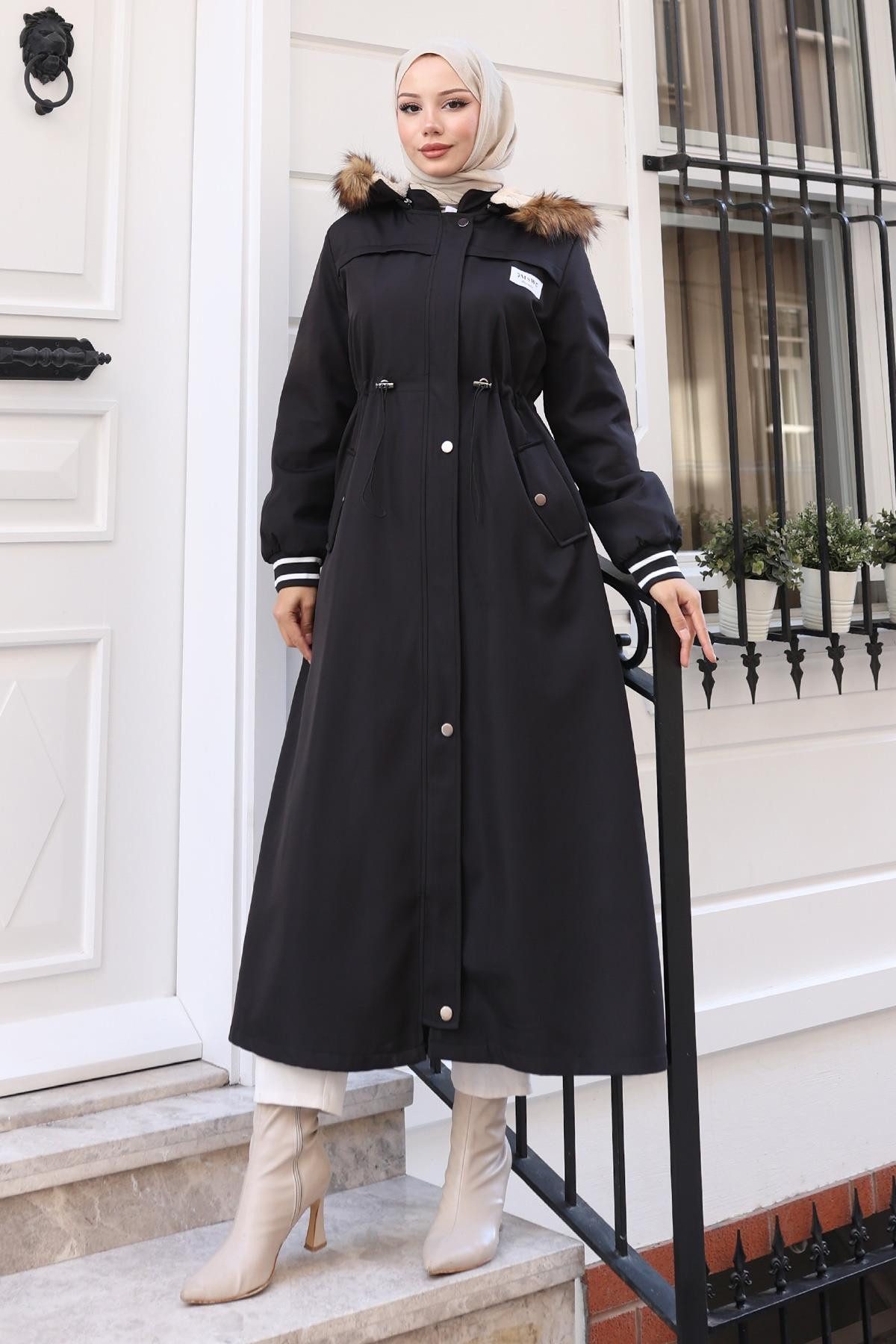 MODAMİHRAM Windbreaker Gepanzerte Kapuzenjacke Schwarz 19268