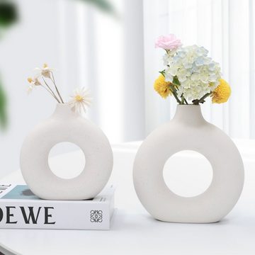 Vicbuy Dekovase (2 St), Keramik Vase, Vasen matt, Pampasgras-Vase, L+M