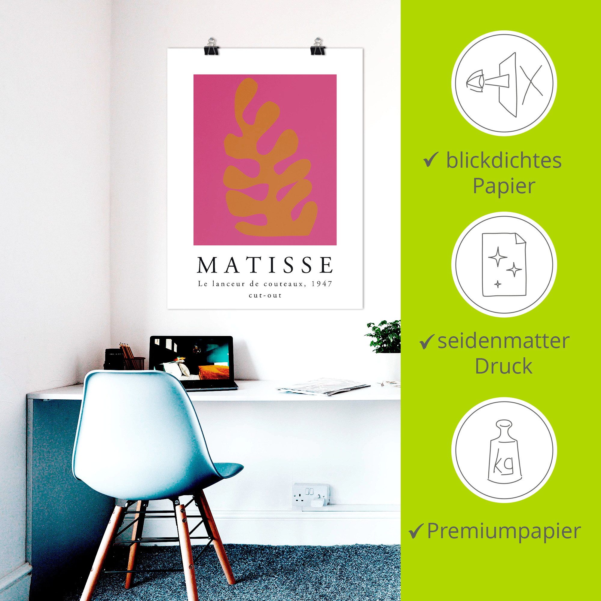 Artland Wandbild Matisse der Messerwerfer - orange, Muster (1 St), als Alubild, Leinwandbild, Poster, Wandaufkleber in verschied. Größen