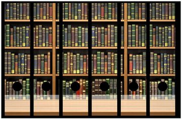 Wallario Etiketten Bibliothek - Regal voller alter Bücher, Ordnerrücken-Sticker in verschiedenen Ausführungen