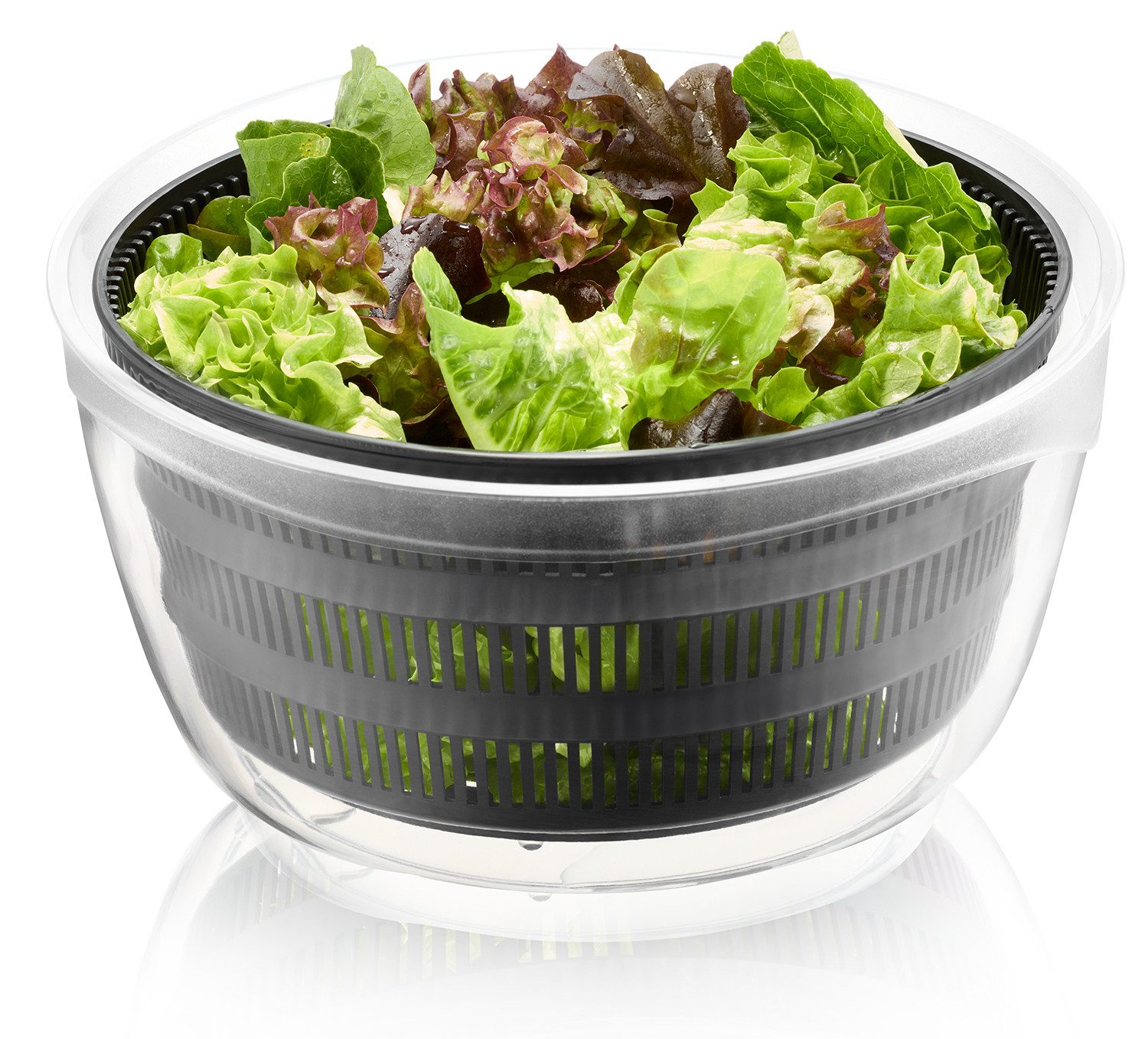 GEFU Salatschleuder 4-IN-1, Schleuder für Salat aus Kunststoff, inkl. Frischhaltedeckel, die Schüssel kann zum Servieren verwendet werden