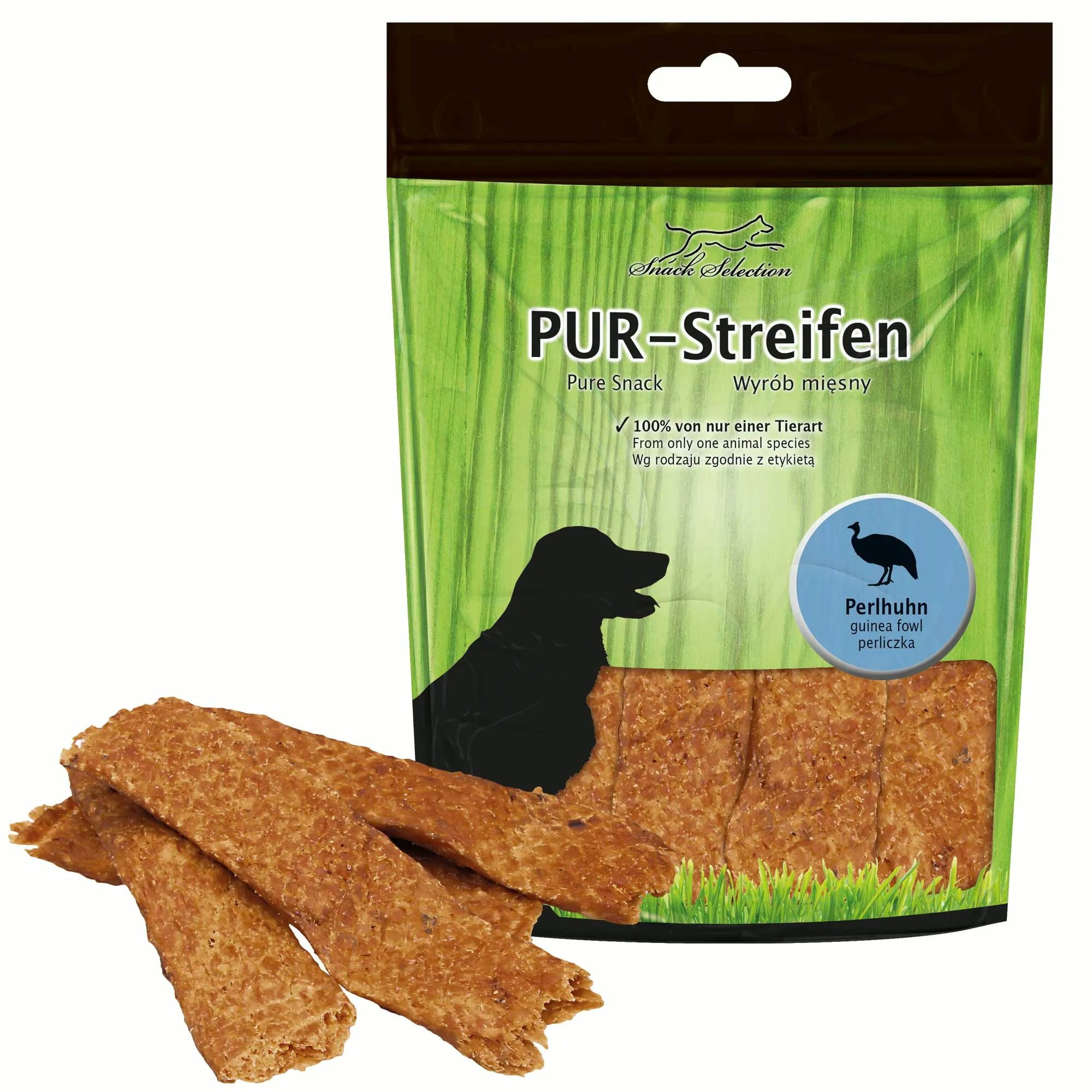 Greenhound PUR Streifen Perlhuhn - Monoprotein-Snack für empfindliche Hunde Perlhuhn, Snack für: Hunde, Weich, zäh und leicht teilbar