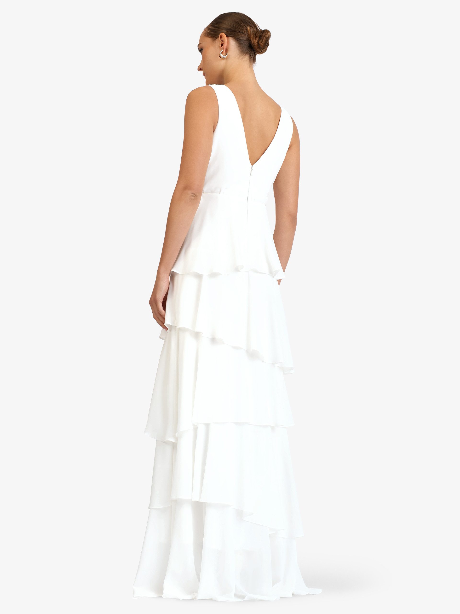 Kraimod Abendkleid mit Volantstufen und V-Ausschnitt