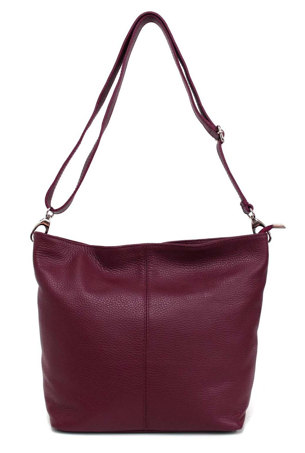 ITALYSHOP24 Schultertasche MADE IN ITALY Damen Leder Tasche Shopper Umhängetasche Cross Over Body, Brusttasche Bag große 3xFach geteiltes Hauptfach Freizeit Abend Urlaub
