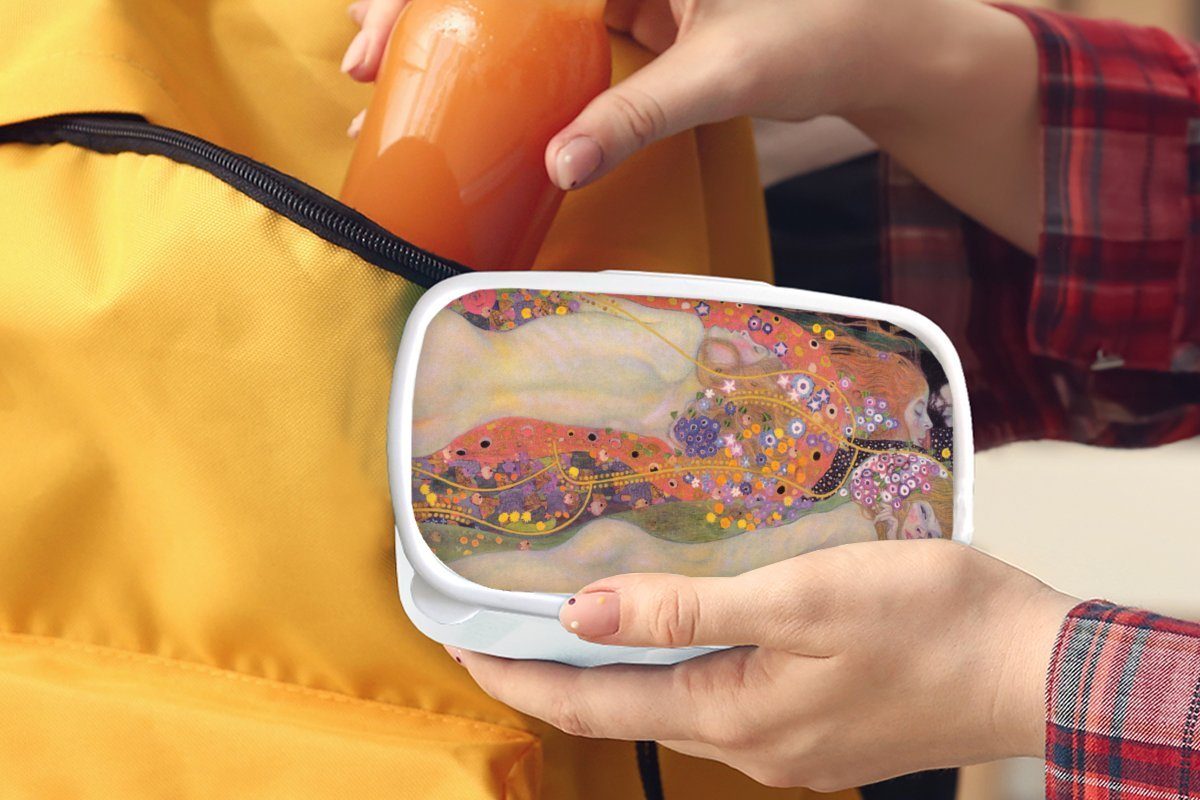 (2-tlg), Kunststoff, und Jungs Brotdose, Erwachsene, Wasserschlangen Gemälde Brotbox MuchoWow Mädchen Kinder Gustav von Klimt, und weiß für Lunchbox - II für