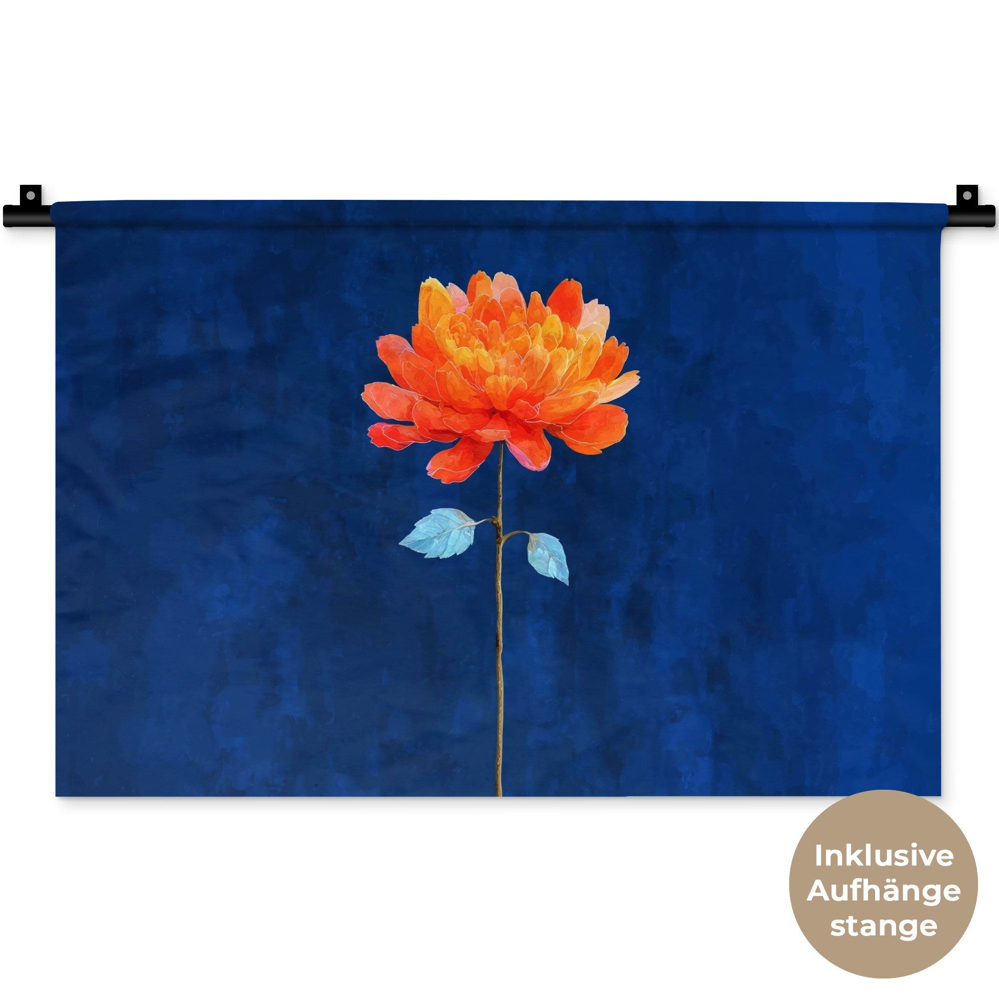 MuchoWow Wandteppich Blume - Orange - Blätter, Rechteckig, Höhe: 3 mm, Wandteppich für Wohnzimmer, Schlafzimmer, 60x40 cm
