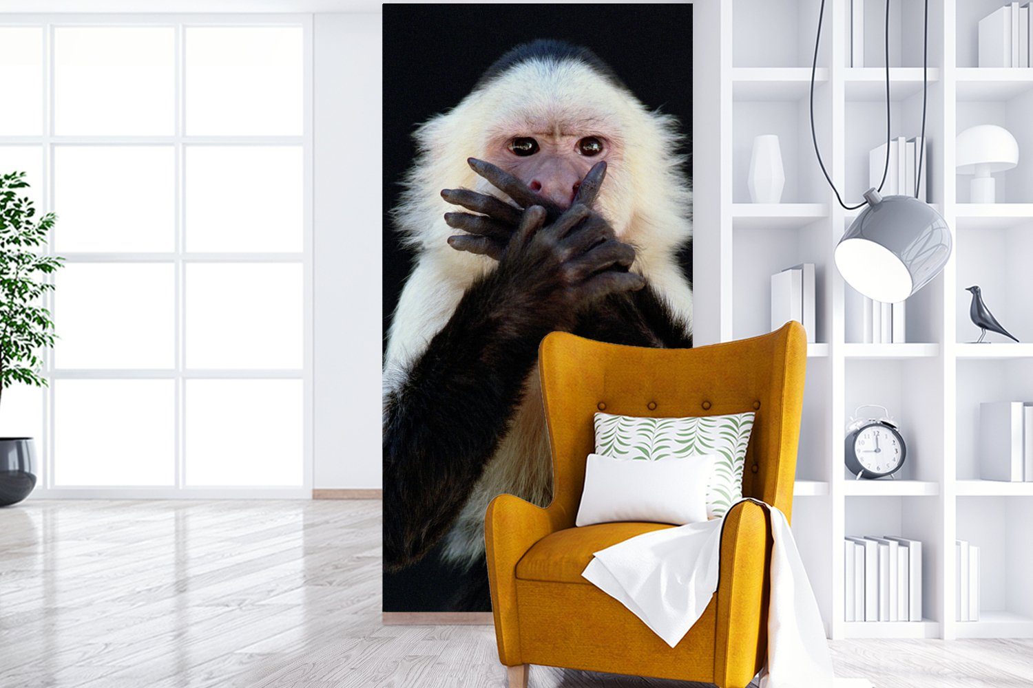 Vliestapete St), MuchoWow Schlafzimmer Porträt, Wohnzimmer bedruckt, für Fototapete Fototapete Affe (2 Küche, Matt, Wilde - Tiere -