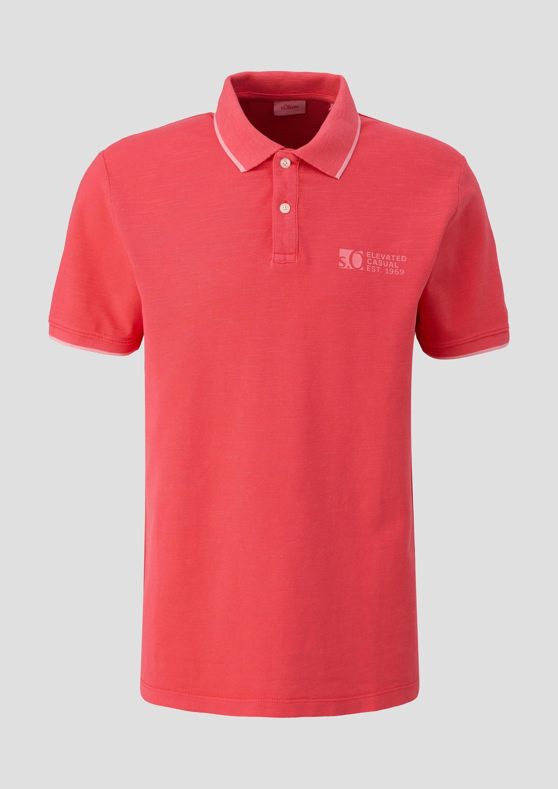 s.Oliver Kurzarmshirt Polo-Shirt Poloshirt mit Piquêstruktur und Logo-Print