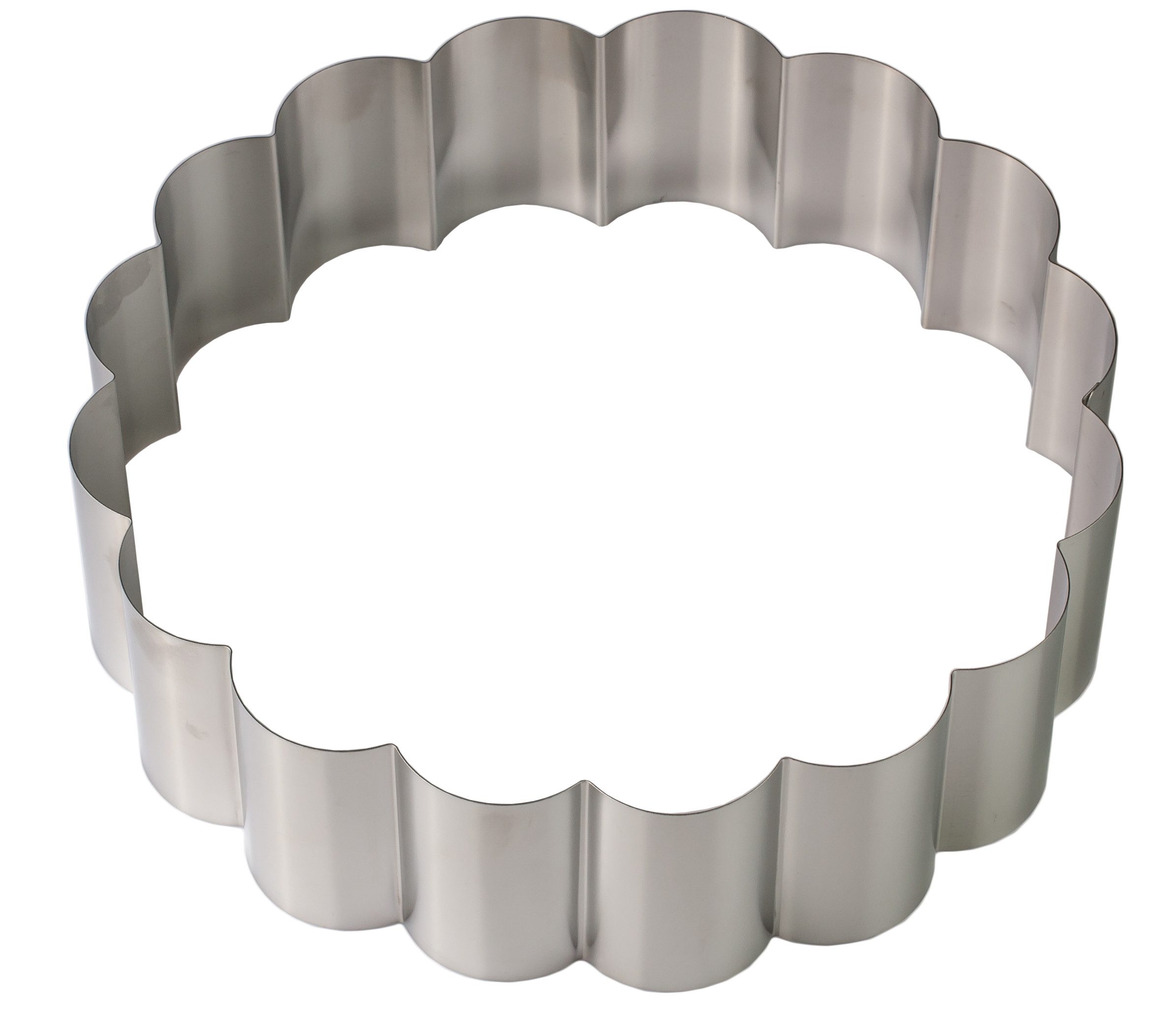 LARES Backform Tortenring in Blumenform mit 16 Bögen - ca. 27 x 7cm - aus Edelstahl, Form ohne Boden - spülmaschinengeeignet - Made in Germany