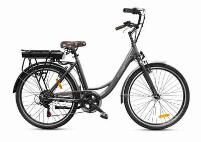 Vankel E-Bike »Elektrofahrrad E-Citybike 26 Zoll Damen und Herren mit 10Ah Akku«, 6 Gang, Kettenschaltung, 250,00 W