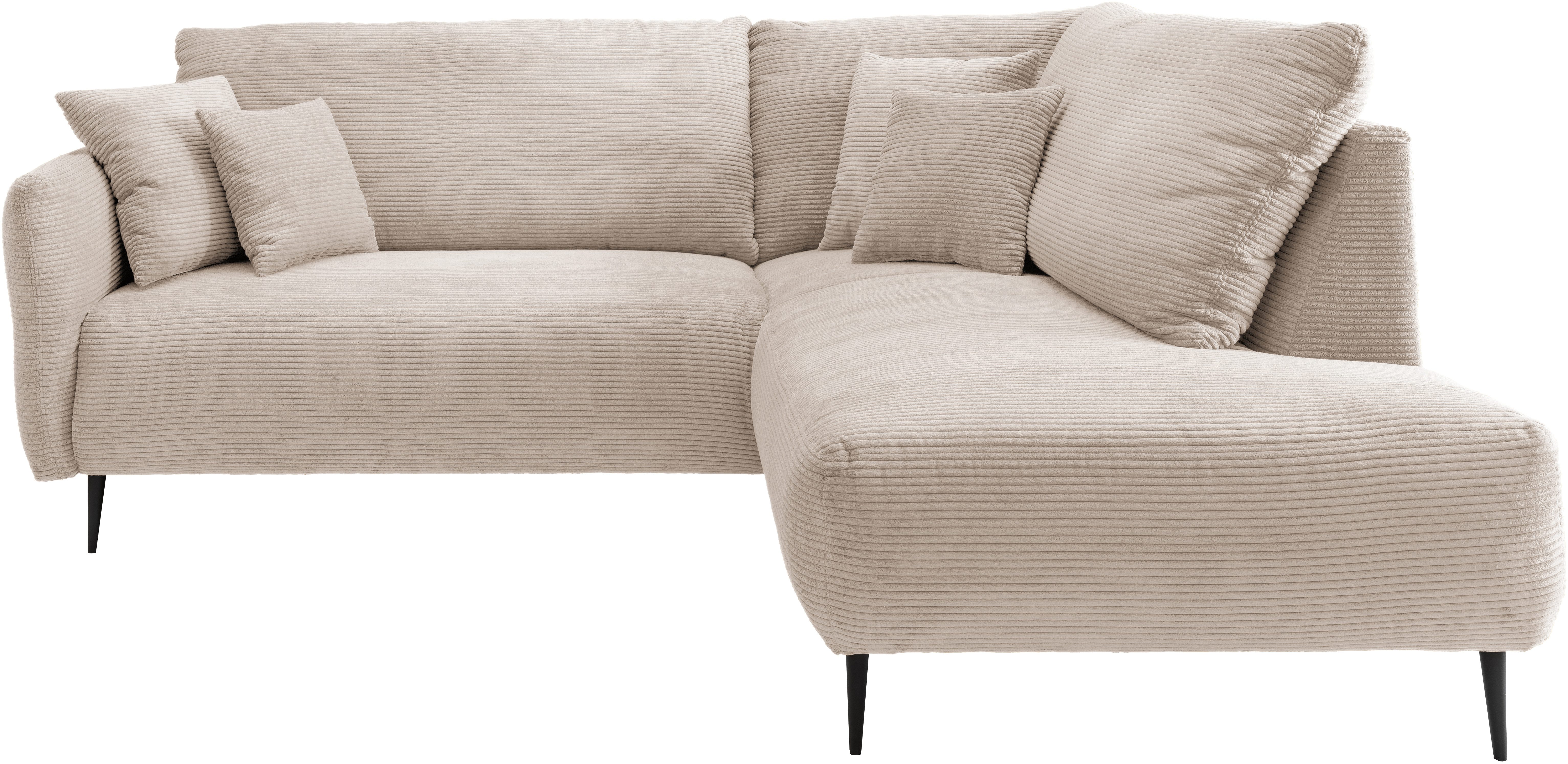 Home affaire Ecksofa Lazio modern und bequem, schmale Armlehnen, tolle Detailverarbeitung, zwei verschiedene Fußfarben wählbar