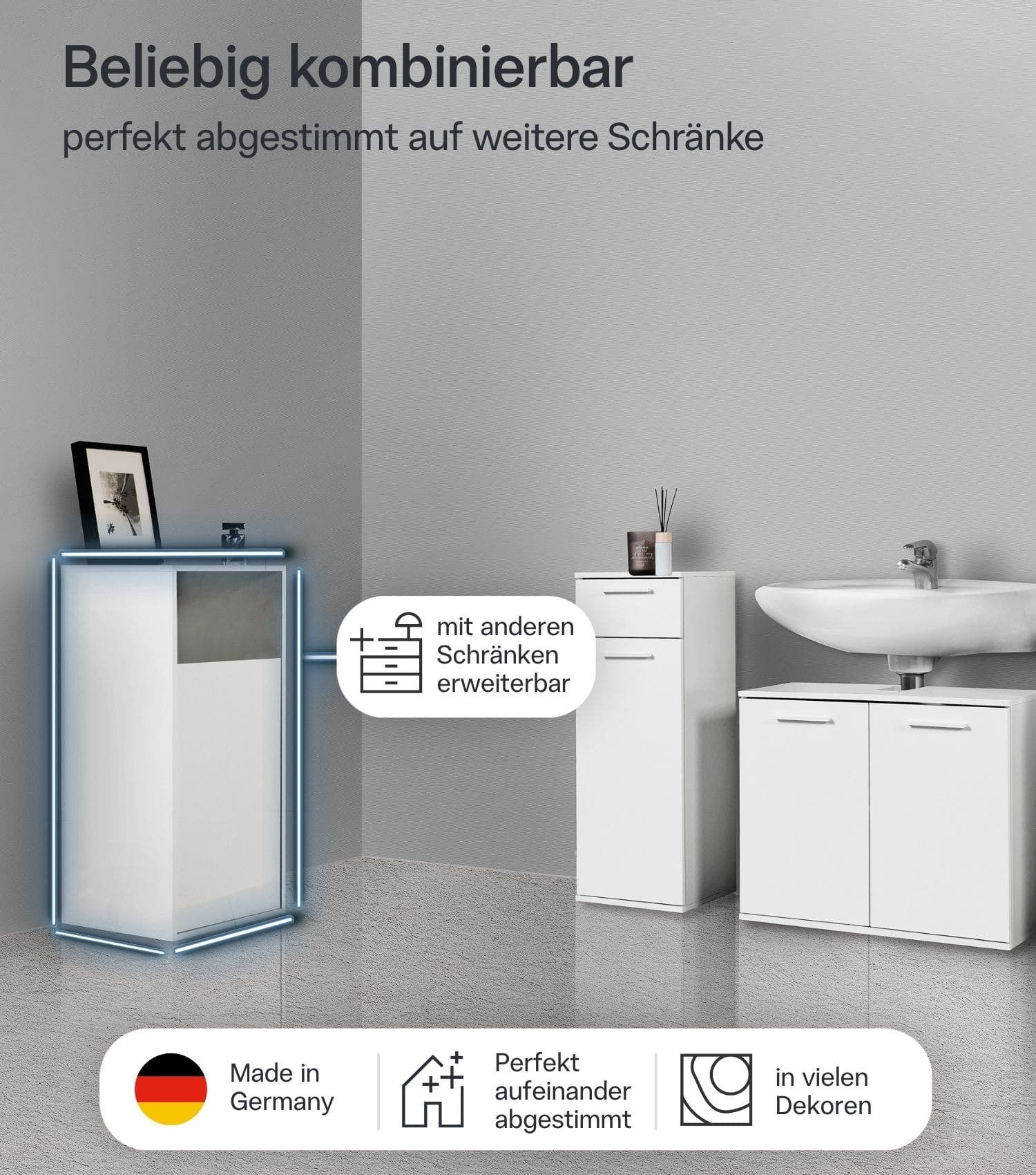 mokebo Wäscheschrank Der Wäschehüter (1-türig) Made in Germany, Wäschesammler, mit Magnetverschluss in Schwarz