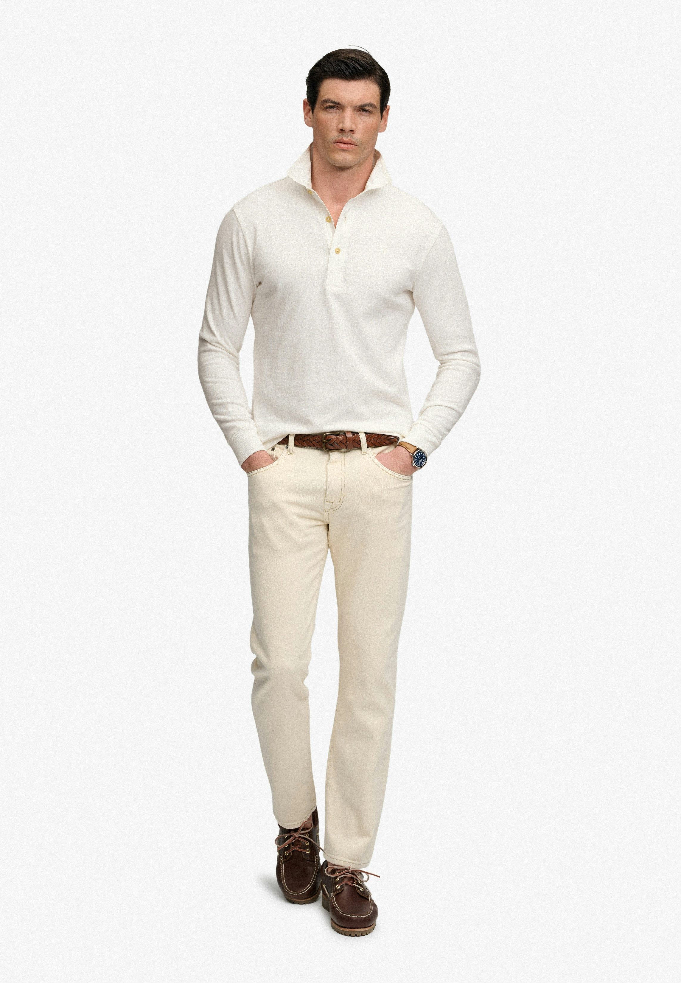 Superdry Langarm-Poloshirt CLASSIC RUGBY TOP aus Baumwolle und Single Jersey, Relaxed Fit, mit kurzer Knopfleiste – Bild 5 von 5