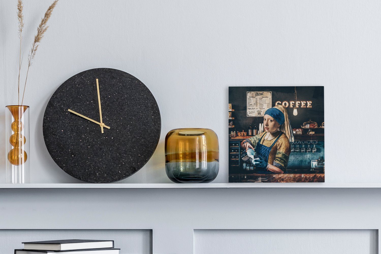 Bilder mit Vermeer (1 Wohnzimmer Kaffee - Barista Schlafzimmer Mädchen Cappuccino - Leinwandbild OneMillionCanvasses® -, - St), - für Perlenohrring Leinwand