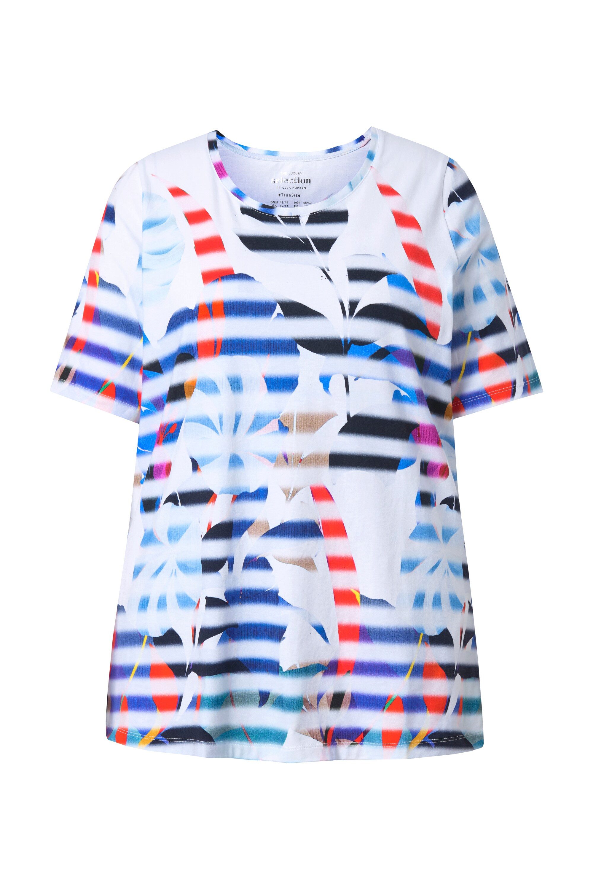 T-Shirt T-Shirt Streifen/Blüten Rundhals Halbarm