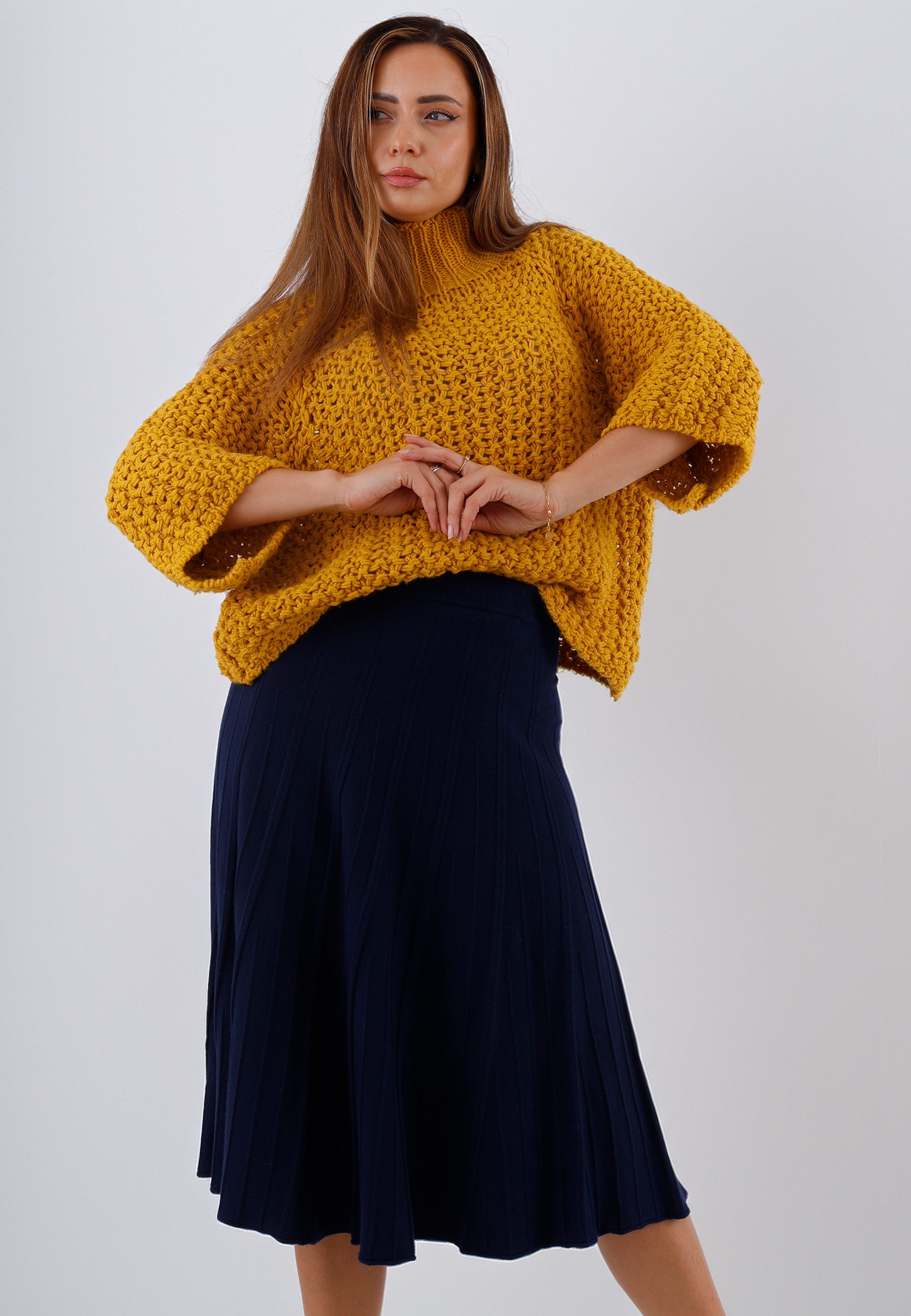 YC Fashion & Style Strickrock Eleganter Midirock aus Feinstrick - elastischer Bund, One Size (34–42) in Unifarbe