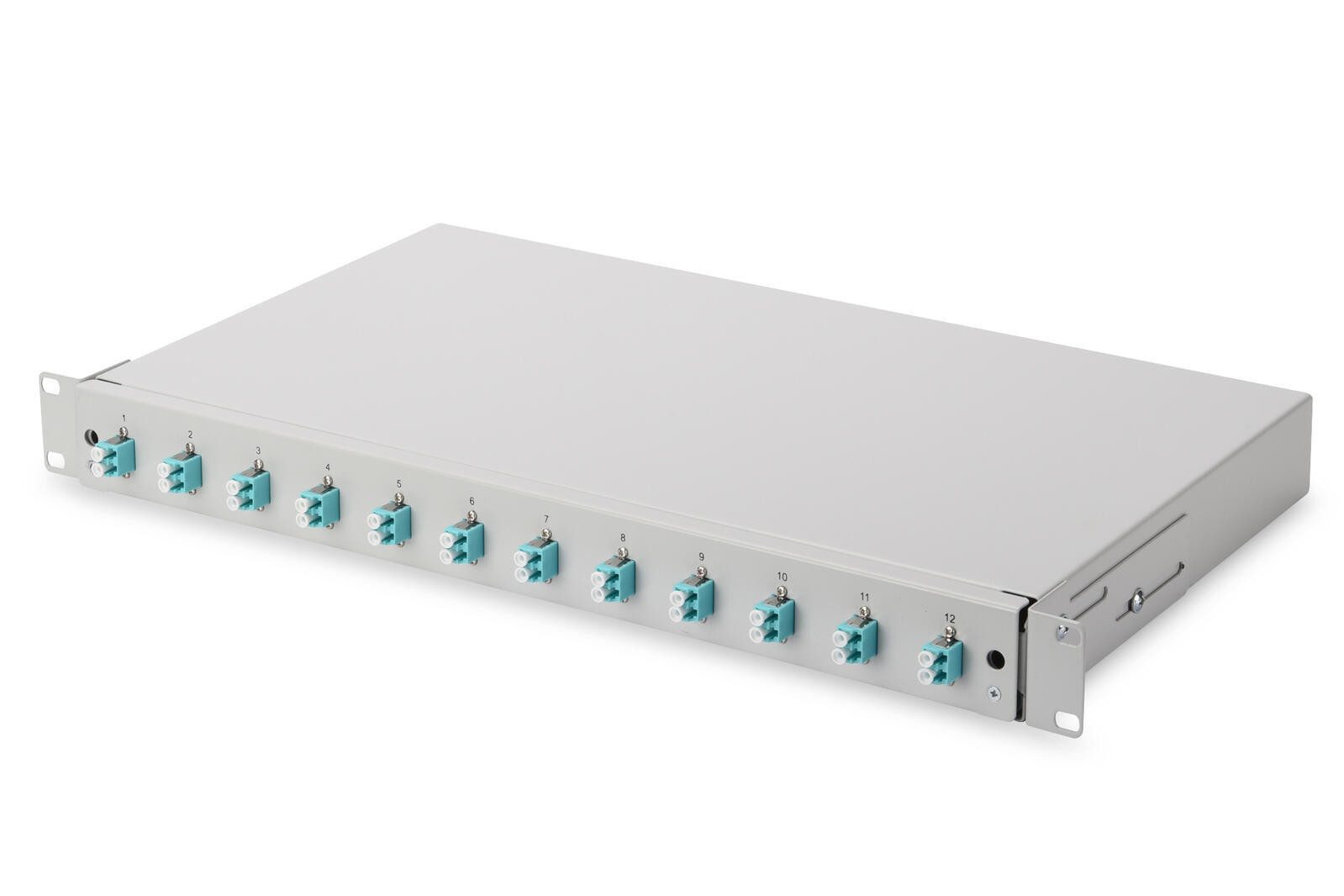 Digitus LWL Spleißbox, 1HE, bestückt, 12x LC DX, OM3 Netzwerk-Switch