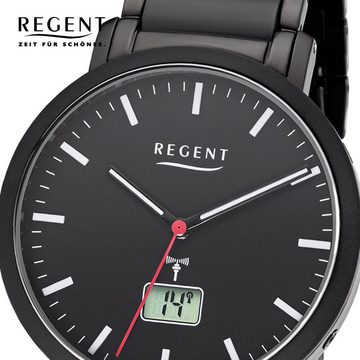 Regent Funkuhr Regent Herren Uhr FR-255 Metall Funkwerk, Herren Funkuhr rund, groß (ca. 40mm), Metallarmband