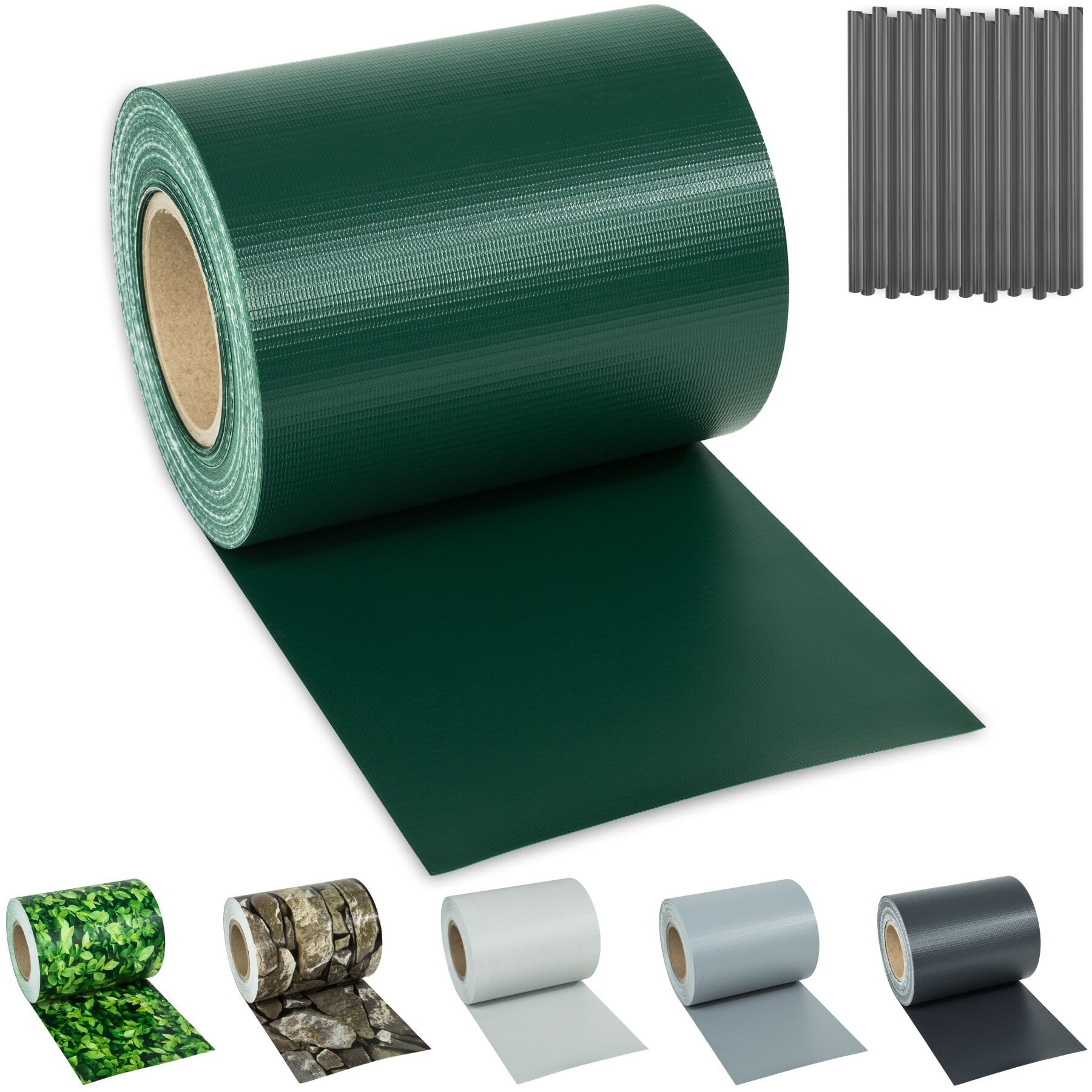 tectake Sichtschutzzug Sichtschutzstreifen mit Befestigungsclips, witterungs und, Einzelstab- und Doppelstabmatten-Zäune, (Zaunblende, 450 g/m², in grün), doppelseitig bedruckt, blickdicht und extrem reißfest