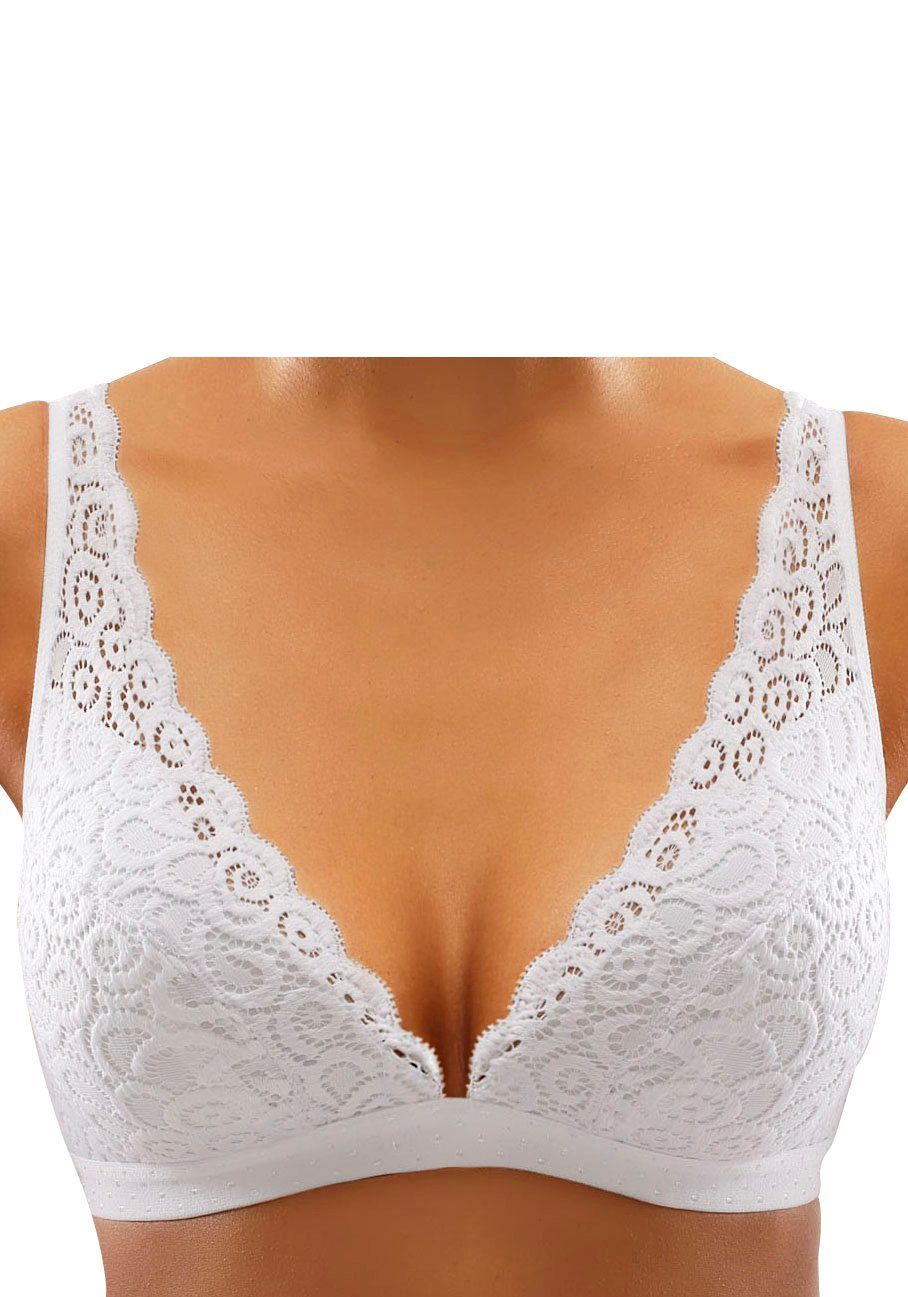 petite fleur Bralette-BH (Packung, 2 Stück) ohne Bügel aus Spitze, Dessous