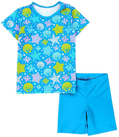 Aquarti Badeanzug Baby Mädchen Zweiteiler Kinder Badeanzug Set Shirt Badehose UV-Schutz