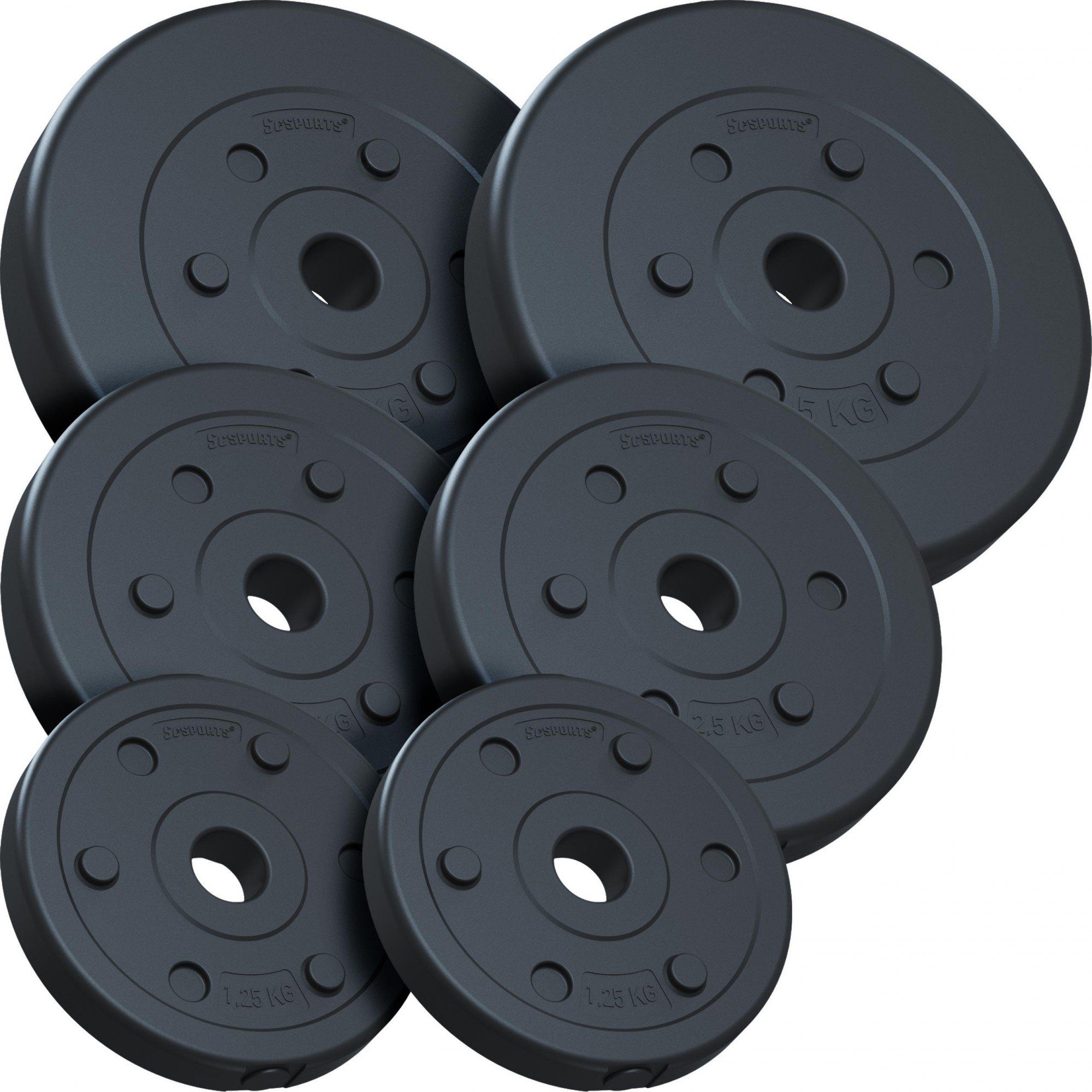 kg Set Gewichtsscheiben ScSPORTS® Gewichte, Ø Kunststoff (10002548-tlg) 30mm Hantelscheiben 17,5
