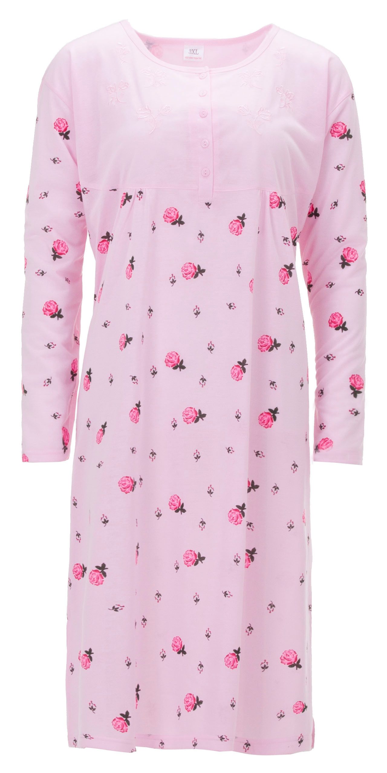 Lucky Nachthemd Blüten Langarm Übergröße 3XL-6XL