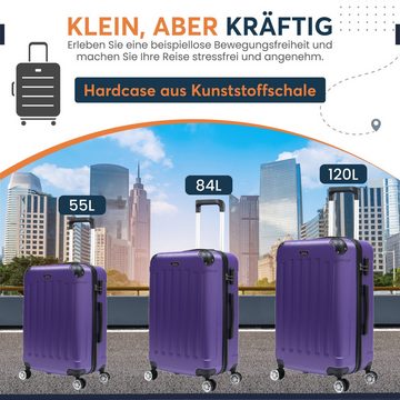 KESSMANN Kofferset 3 teilig Hartschalenkofferset M L XL Koffer + Digitale Kofferwaage, 4 Rollen, (Reisekofferset, 4 tlg., Schloss Teleskopgriff Gepäck Urlaub Zubehör Reise Hartschale Trolley), Reisetasche Kofferset groß mittel klein Handgepäck Gepäck Rollkoffer