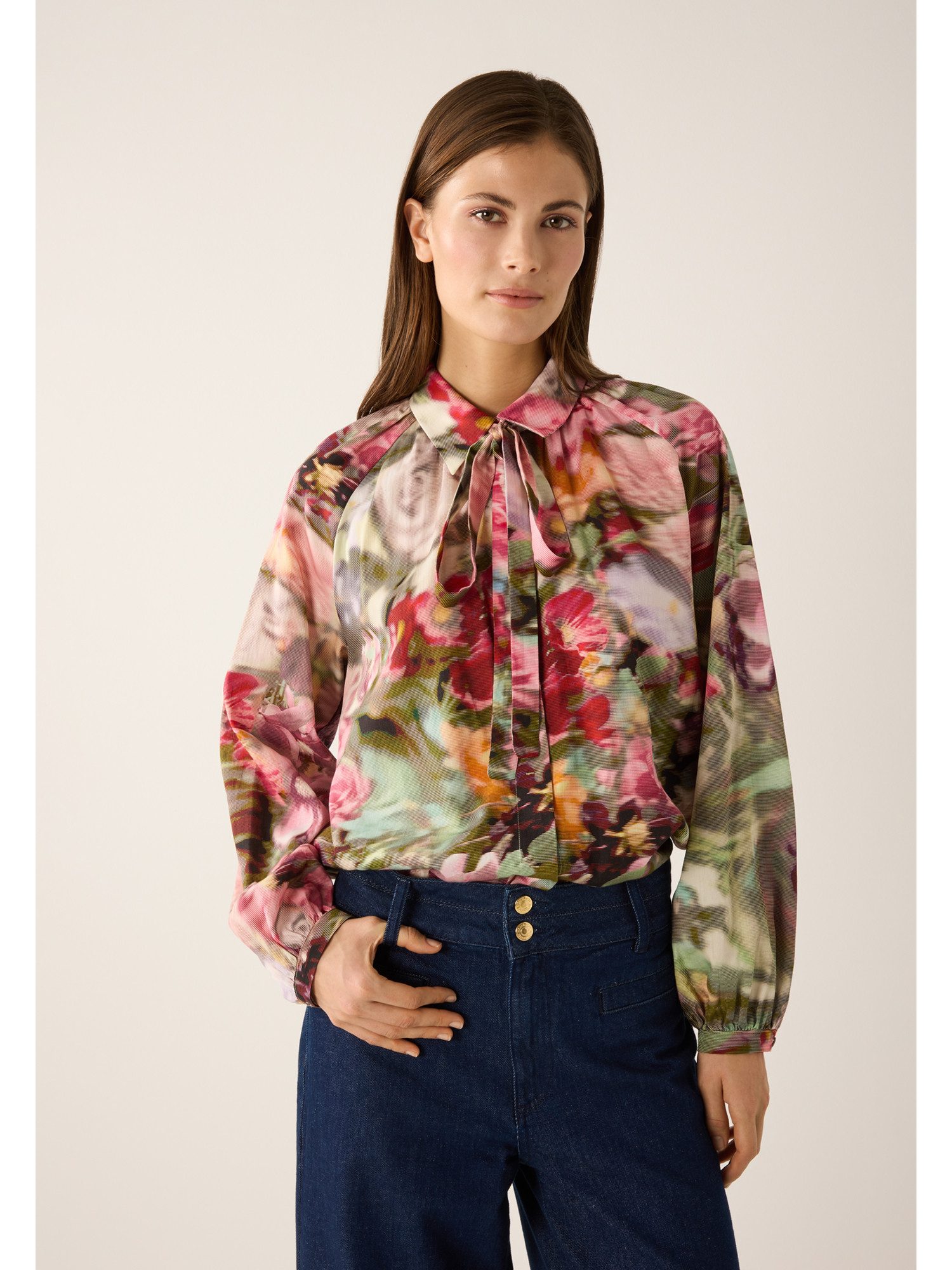 MORE&MORE Klassische Bluse weite Schluppenbluse mit Print günstig online kaufen