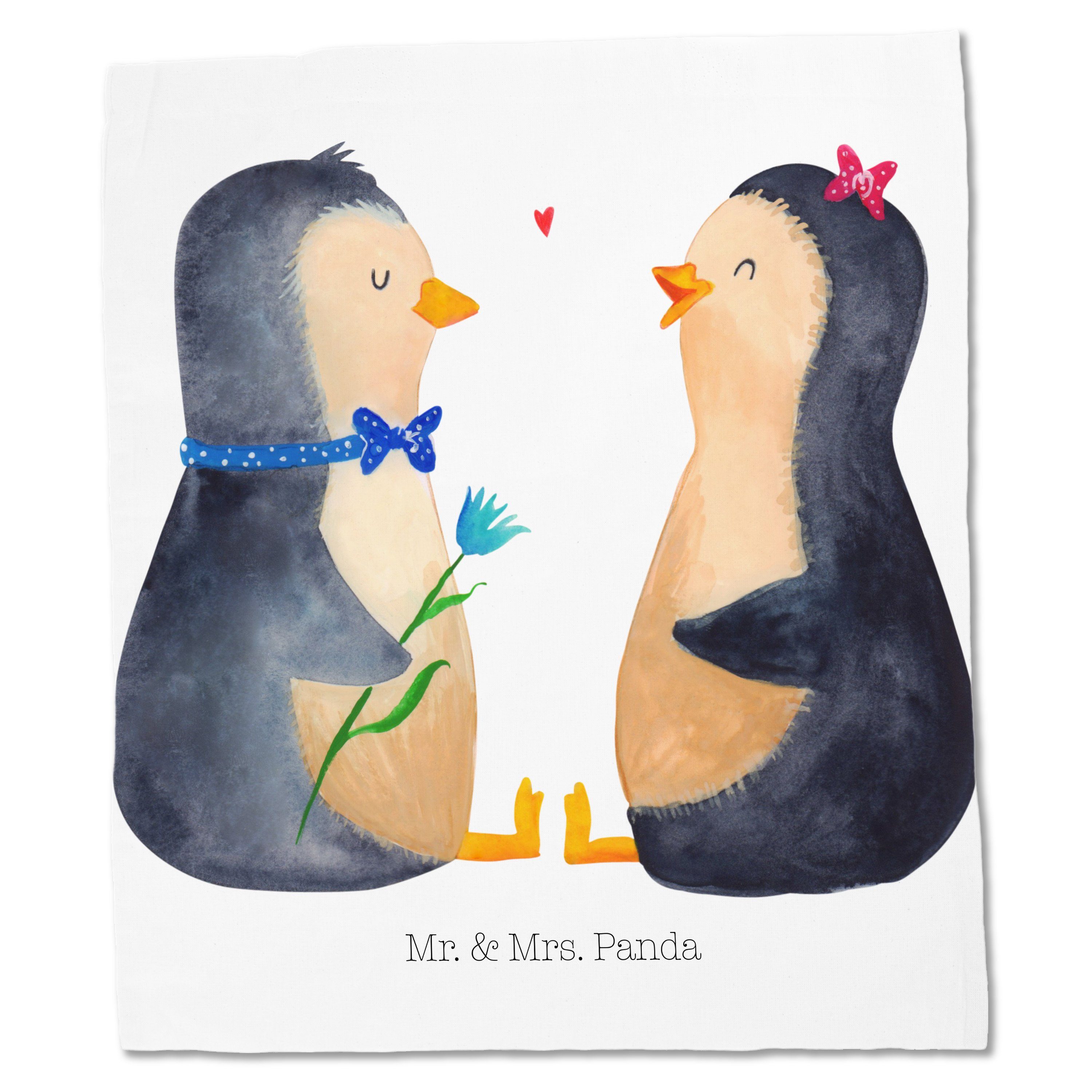 Mr. & Mrs. Panda Weiß Pinguin Tragetasche Beutel - (1-tlg) Beuteltasche, Liebesbeweis, Geschenk, Pärchen 