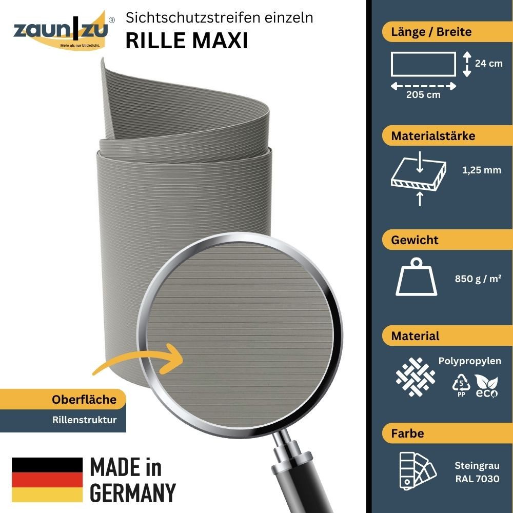 zaunzu Sichtschutzstreifen Rille Maxi Einzelstreifen Sichtschutz günstig online kaufen