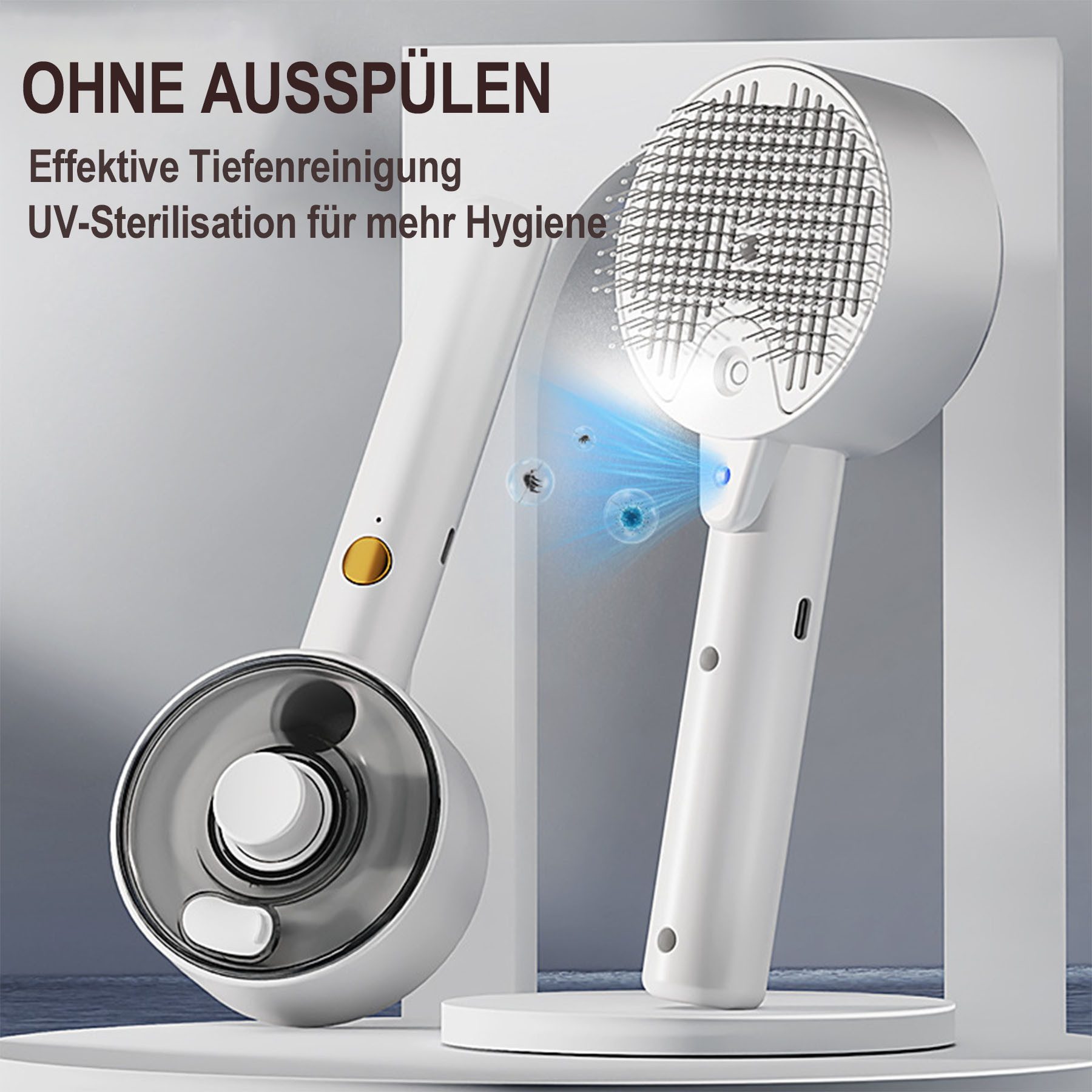 Senmudi Fellbürste Haustierbürste mit Dampffunktion,3-in-1 gegen Unterfell & Verfilzungen, Ein-Knopf-Haarentfernung, mit UV-Sterilisation und Milbenentfernung, (USB Aufladbar Tierpflegebürste,Zwei-Geschwindigkeits-Sprühfunktion), Tierpflegebürste für Lang-kurzhaarige Katzen, Hunde und Kaninchen