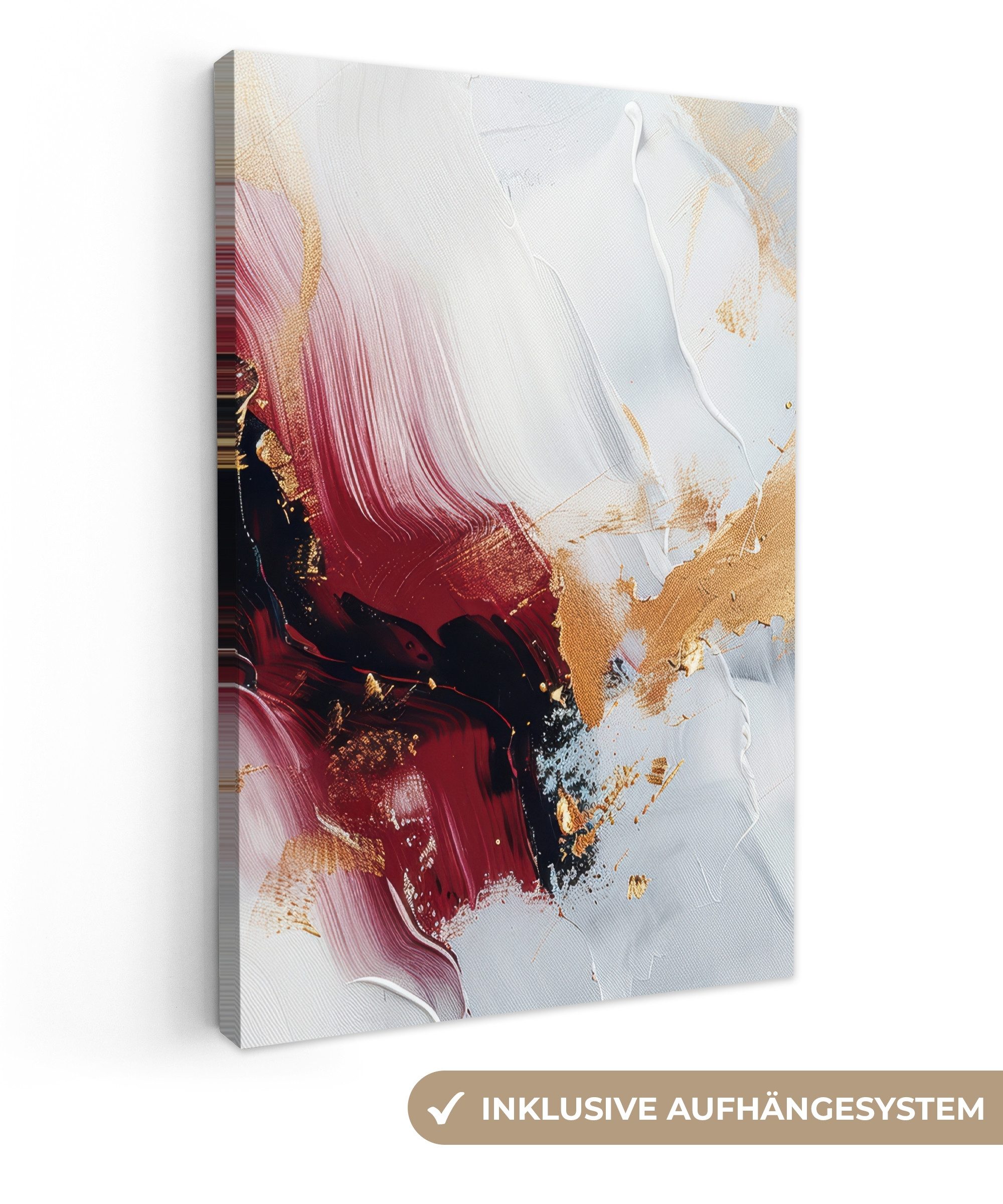 OneMillionCanvasses® Leinwandbild Rot - Abstrakt - Gold - Modern, Fotodruck günstig online kaufen