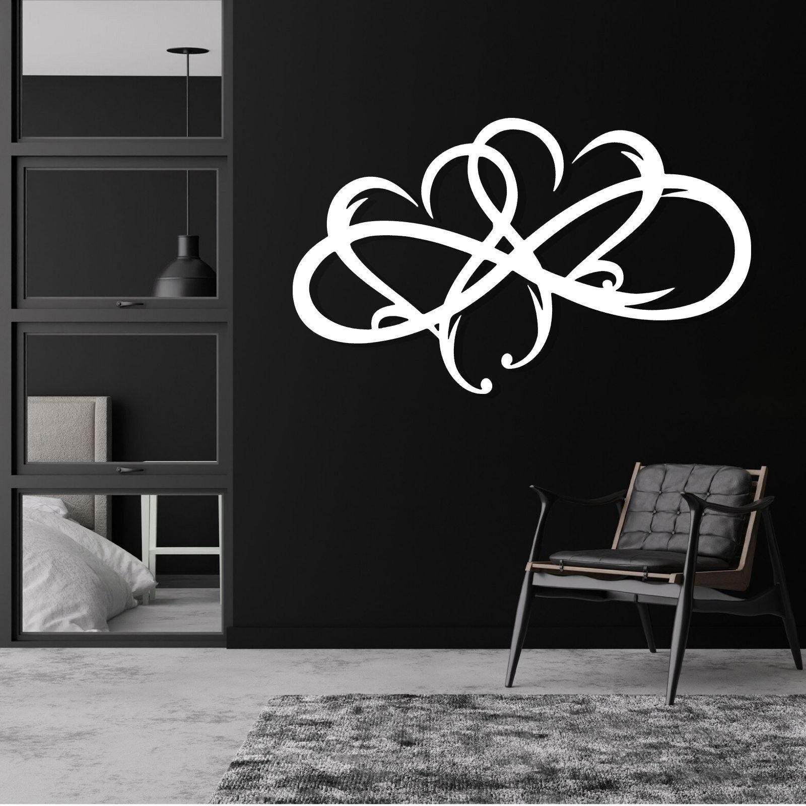 Jumpeak Wanddekoobjekt Herzen-Wanddeko,herzförmige Metalldekoration,silberhochzeit geschenk (Unendliche Herzen, deko weihnachten,abstrakte Linien), Deko Wohnzimmer,Wand Deko schwarz,Zimmer Deko aesthetic,Doppelherz