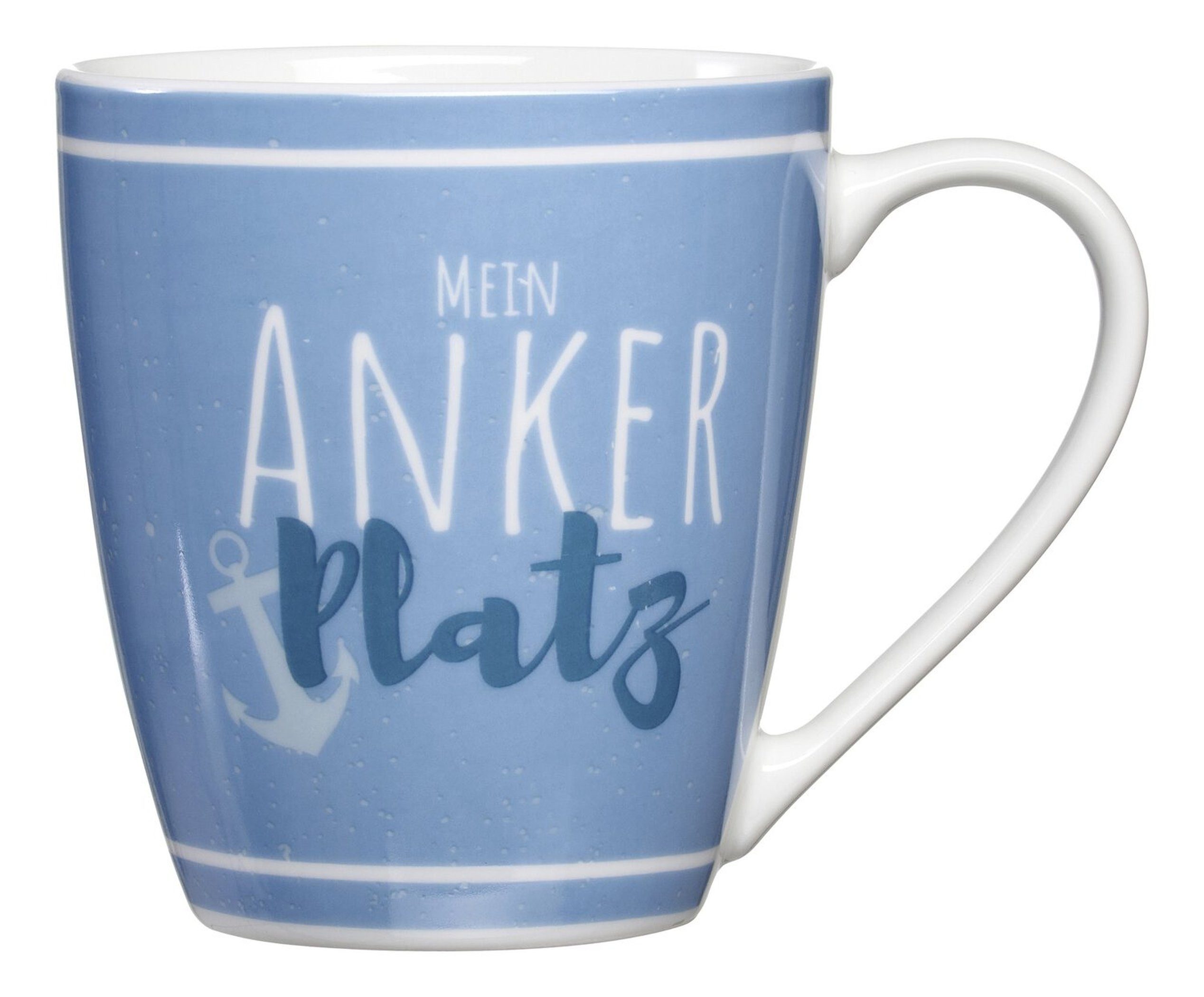 Ritzenhoff & Breker Becher Ritzenhoff Ahoi Kaffeebecher Ankerplatz Blau 360ml Porzellan, 1-tlg., Porzellan