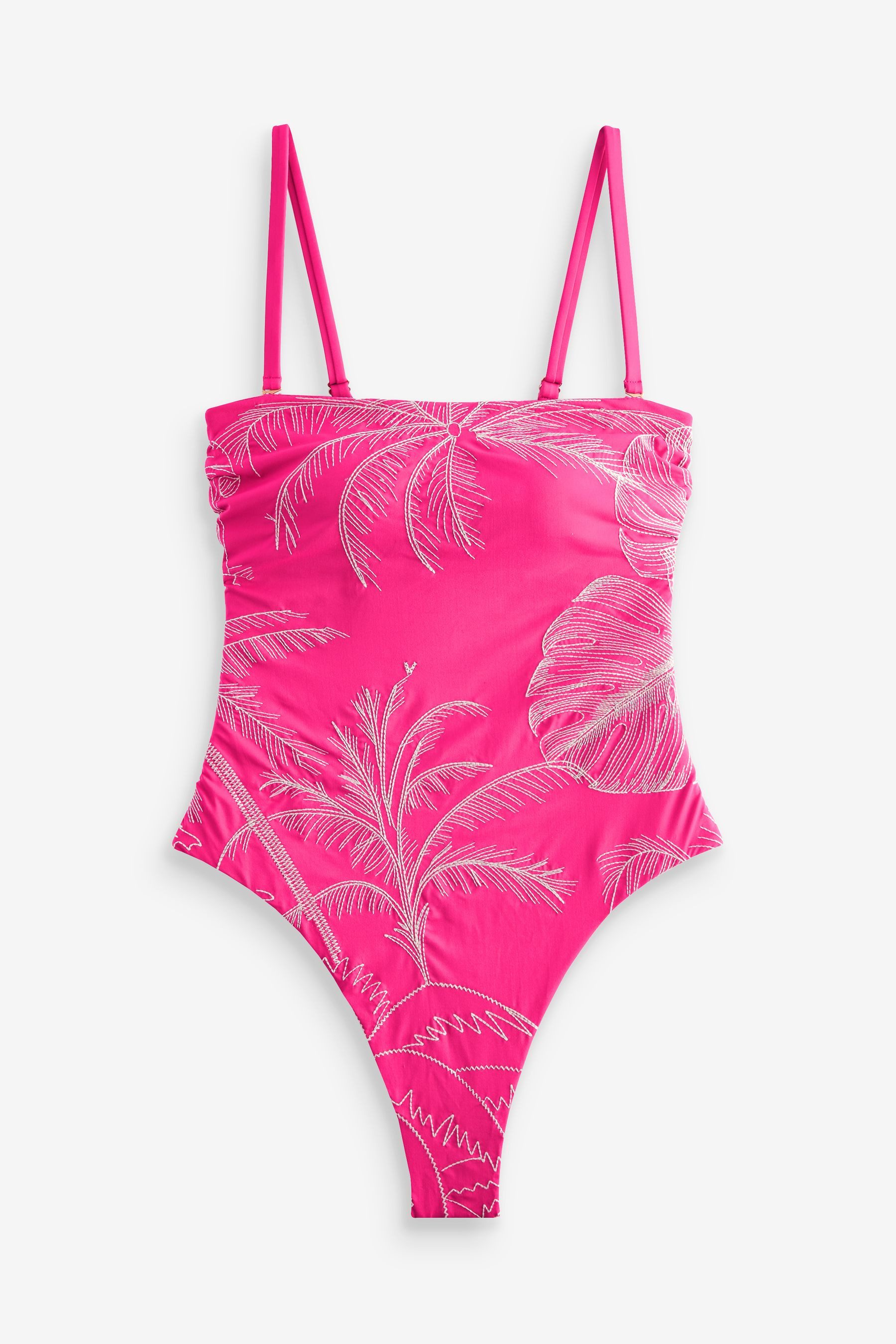 Next Badeanzug Bauchformender Bandeau-Badeanzug mit Stickerei günstig online kaufen