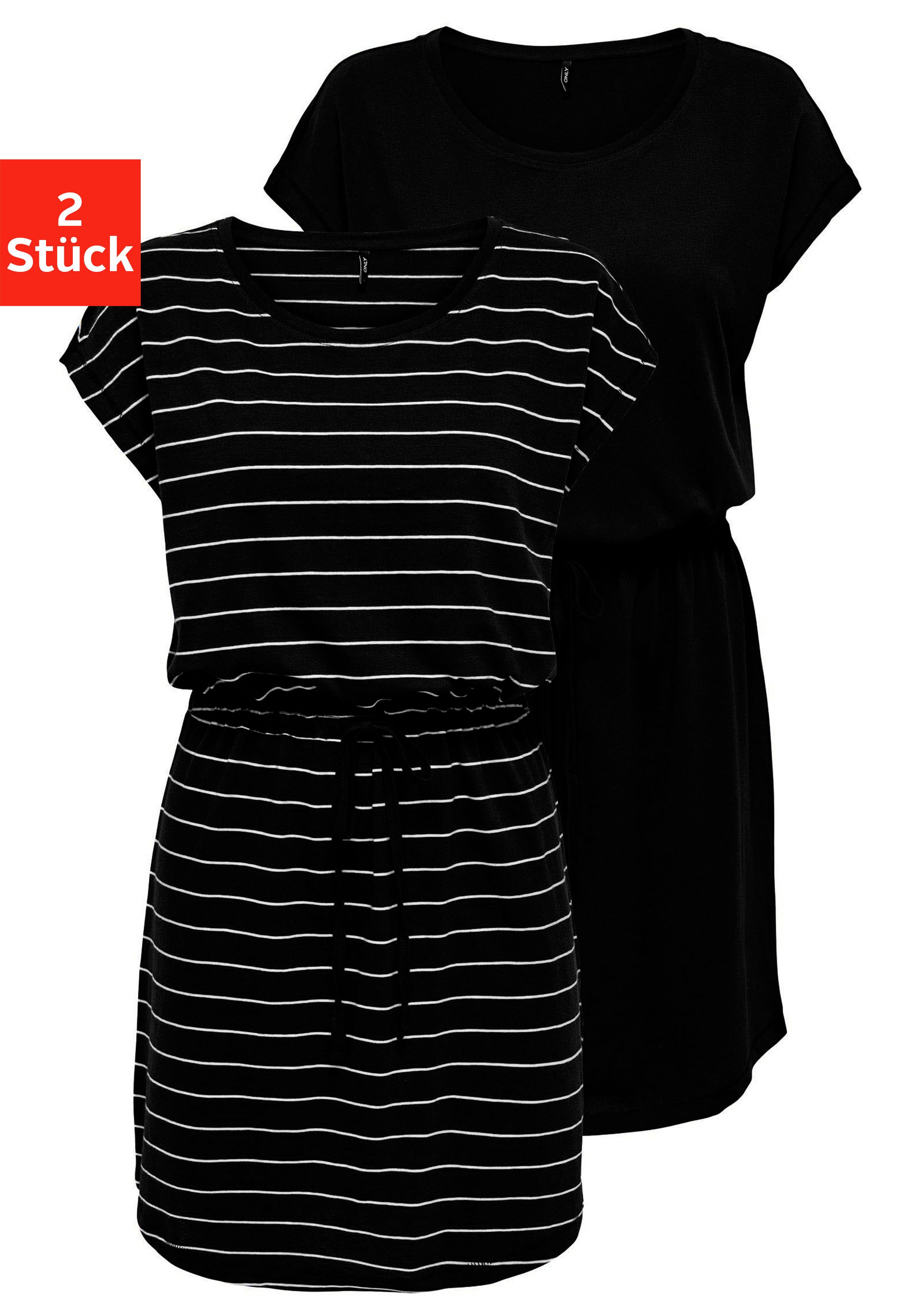 ONLY Shirtkleid ONLMAY LIFE S/S DRESS 2 PACK CS JRS (2er-Pack) flexibel taillierbar für individuelle Passform mehr
