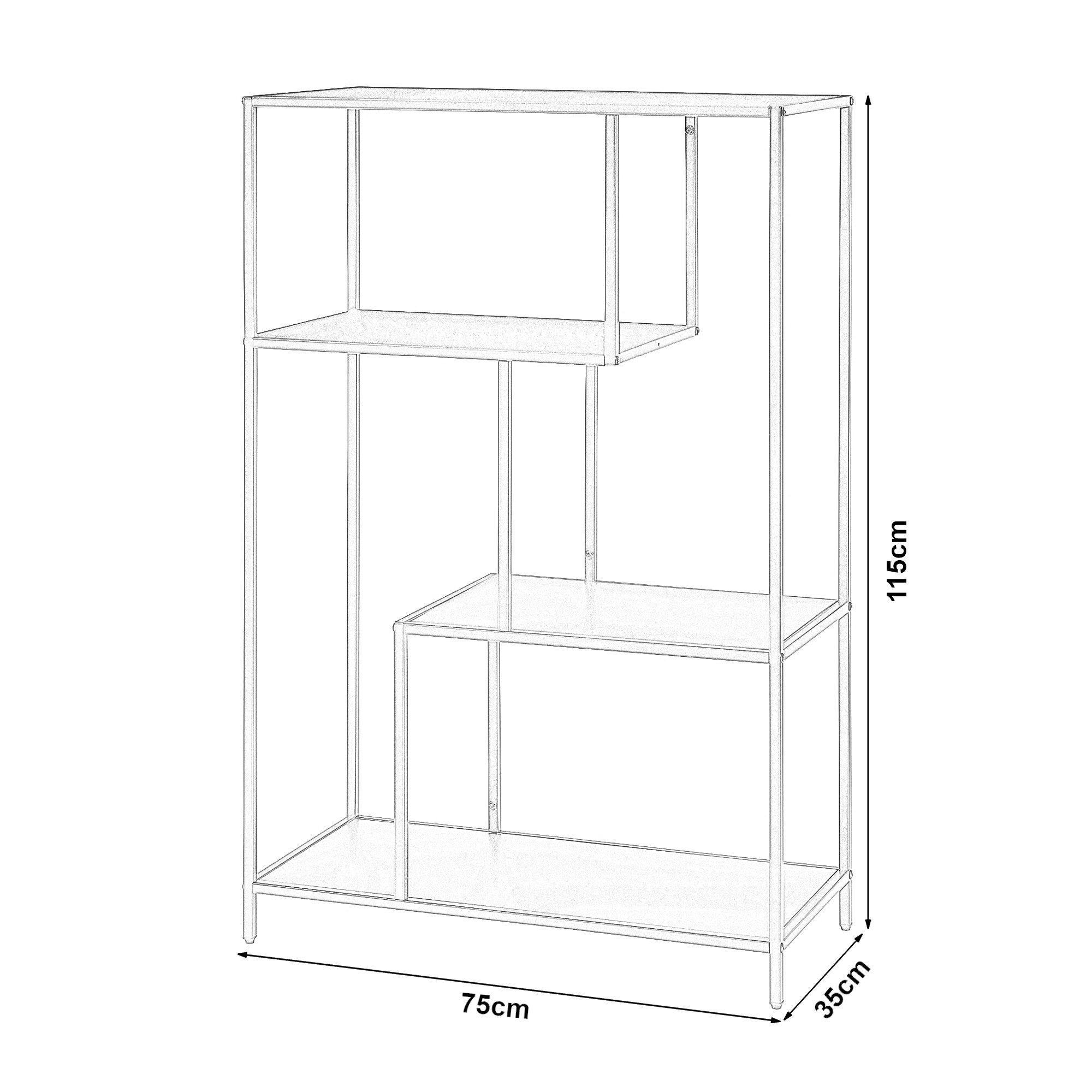 en.casa Bücherregal, »Reisjärvi« mit 4 offenen Fächern Stahl 115x75x35 cm Weiß