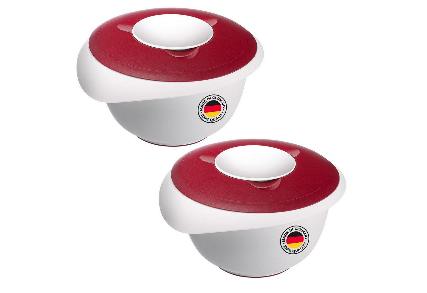 WESTMARK Rührschüssel mit zweigeteiltem Deckel, 3,5 l, Mit Ausgießer, Kunststoff, Weiß/Rot, PP, PE