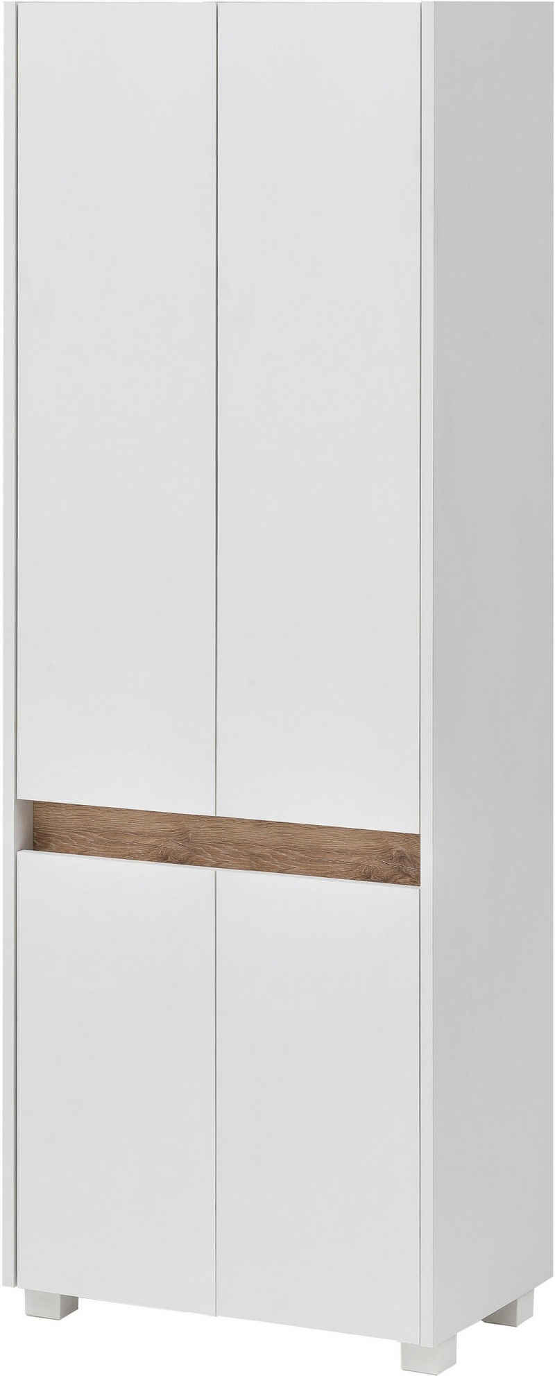 Schildmeyer Hochschrank Cosmo Breite 57 cm, Badezimmerschrank, Blende im modernen Wildeiche-Look