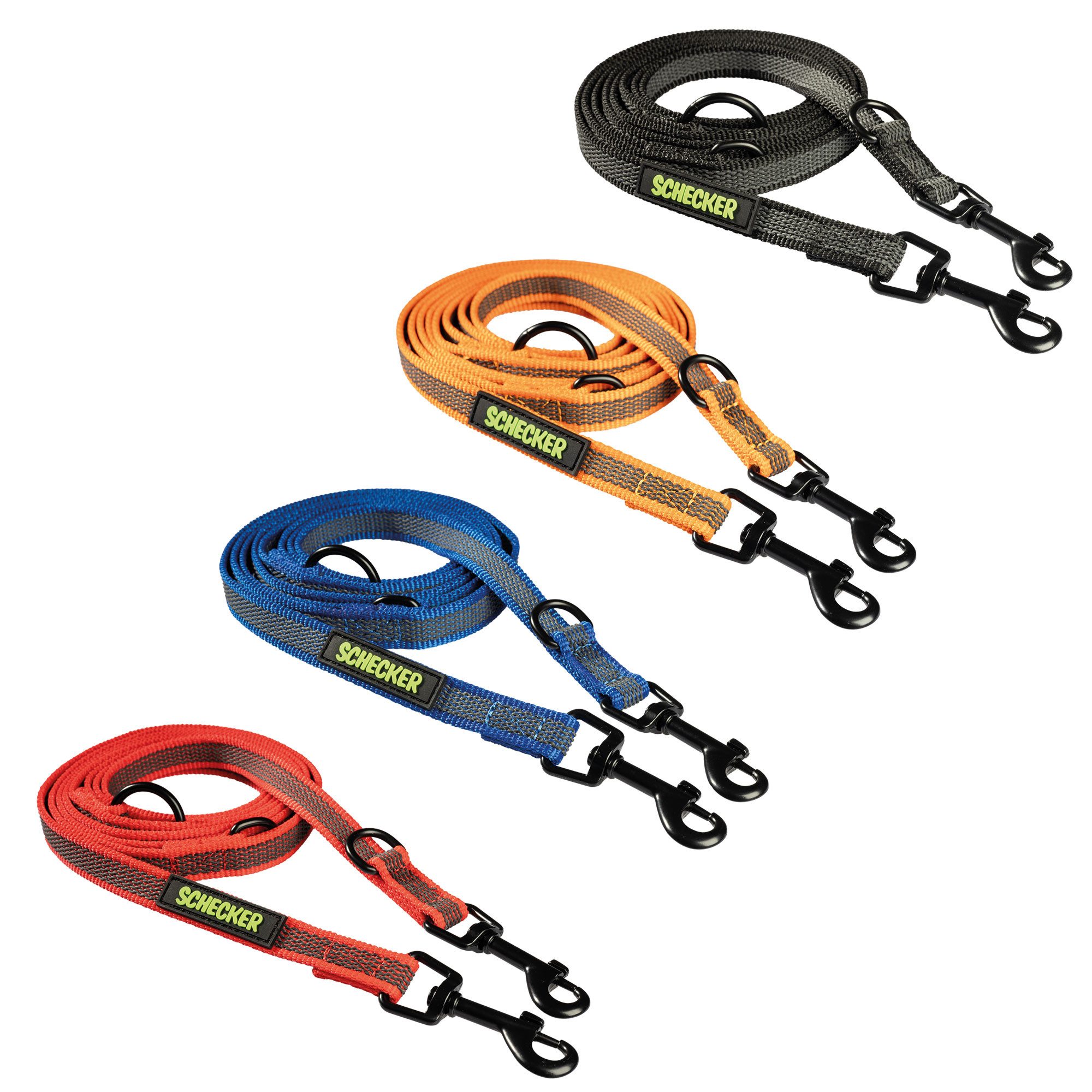 Schecker Leine Schecker Gummierte Verlängerungsleinen 2 Karabiner, Nylon (1-tlg), extrem robust und reißfest