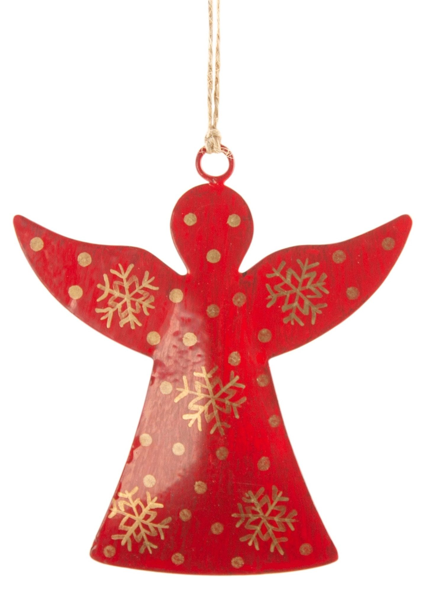LK Trend & Style Christbaumschmuck Engel Glocke Herz Weihnachtsschmuck Weihnachtsdeko, handbemalten goldenen Punkten und Schneeflocken, Fensterdekoration