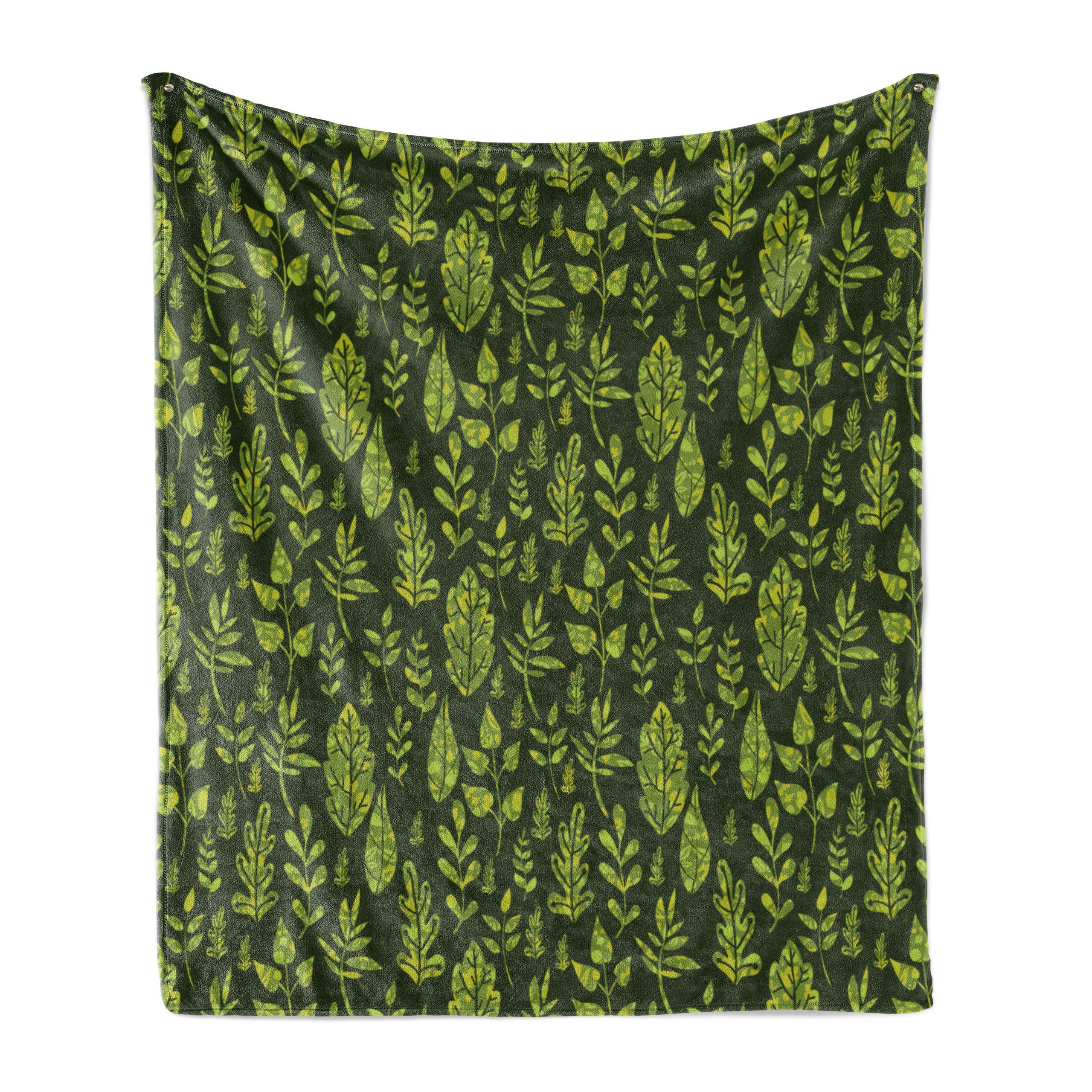 Wohndecke Gemütlicher Plüsch für und Außenbereich, Leaves Salbei den Innen- Abakuhaus, Green Patterned