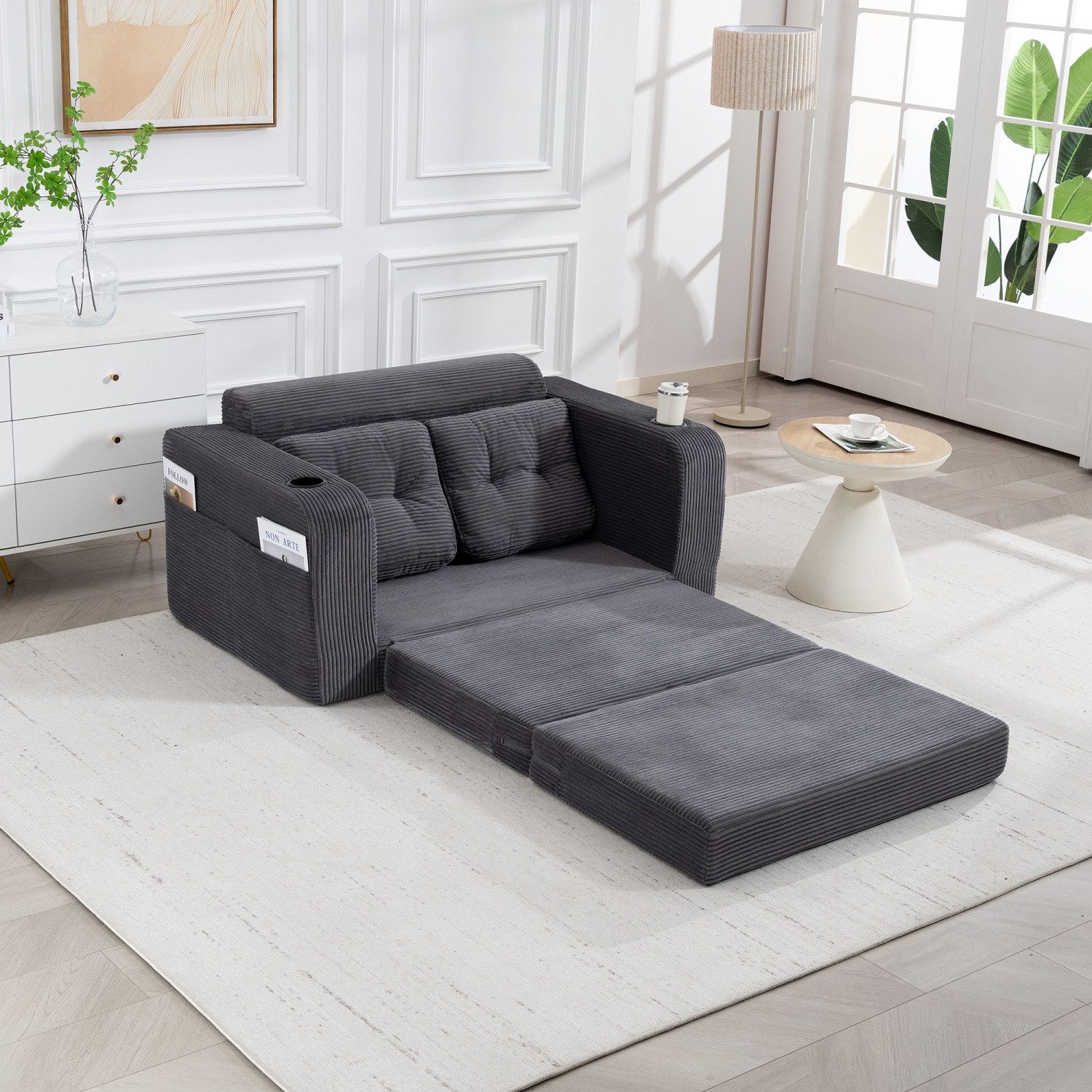 2-Sitzer Schlafsofa Schlafcouch mit Schlaffunktion,umbaubarer Doppel-Sitzsack