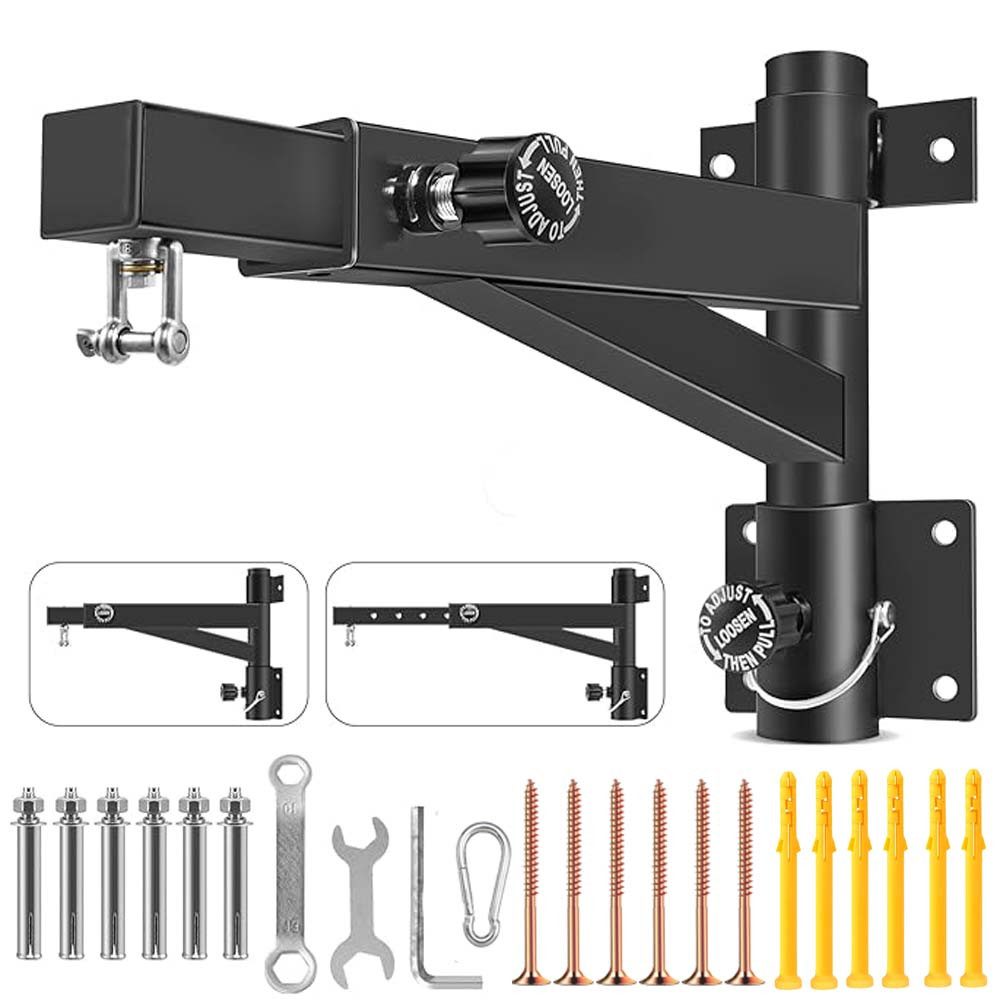 PRIISF Boxsackhalterung Boxsackhalter Einstellbare Boxen Ständer Wandhalterung Boxsack Halter, (bis 25 Zoll, 5x längenverstellbar, mit geräuscharmen 360°-Drehhaken ausgestattet, 180°-Drehfunktion Boxsackhalterung bis 363 kg belastbar)