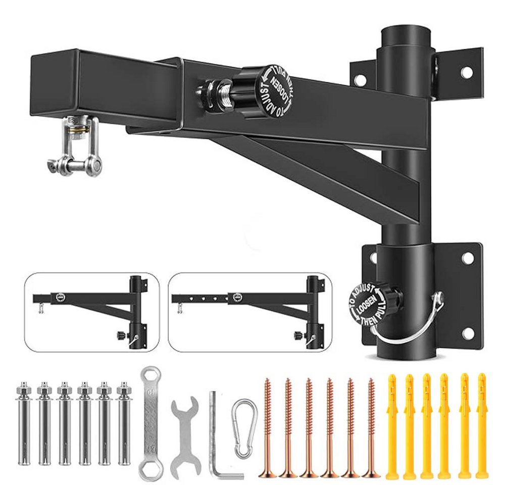PRIISF Boxsackhalterung Boxsackhalter Einstellbare Boxen Ständer Wandhalterung Boxsack Halter, (bis 25 Zoll, 5x längenverstellbar, mit geräuscharmen 360°-Drehhaken ausgestattet, 180°-Drehfunktion Boxsackhalterung bis 363 kg belastbar)