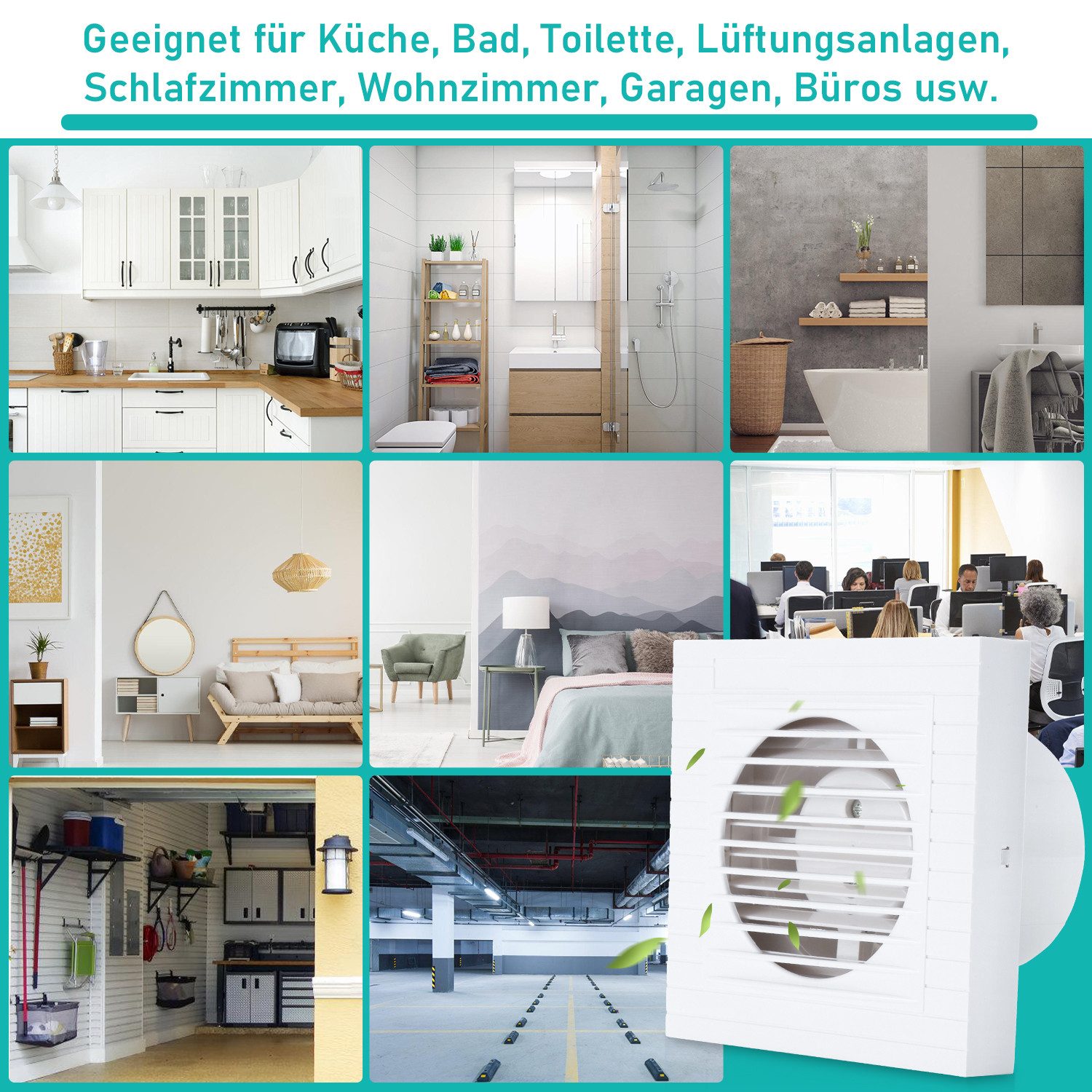 Clanmacy Wandventilator Badlüfter 100/150mm Ventilator Wandlüfter Mit Rückflussleitblech