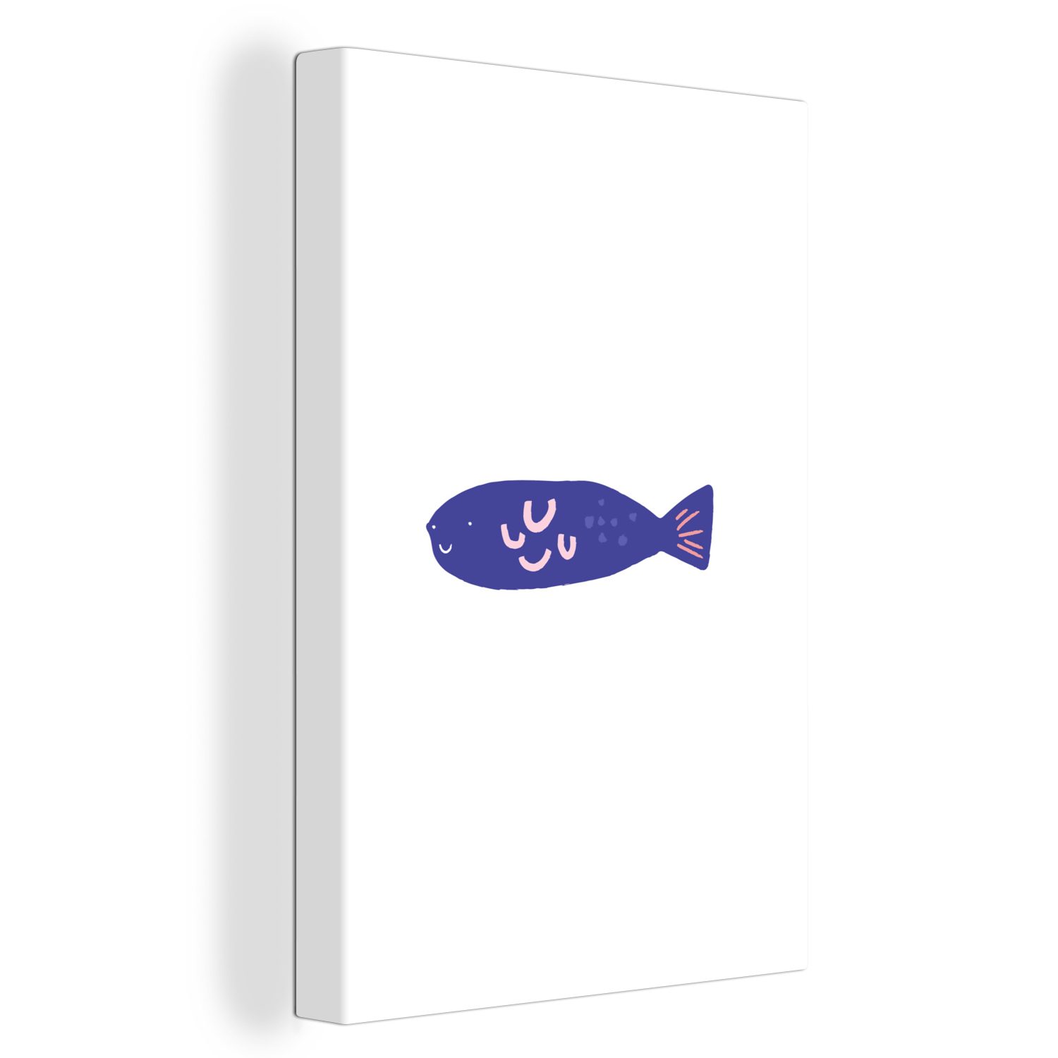 OneMillionCanvasses® Leinwandbild Fisch - Lila - Pastell, (1 St), Leinwandbild fertig bespannt inkl. Zackenaufhänger, Gemälde, 20x30 cm