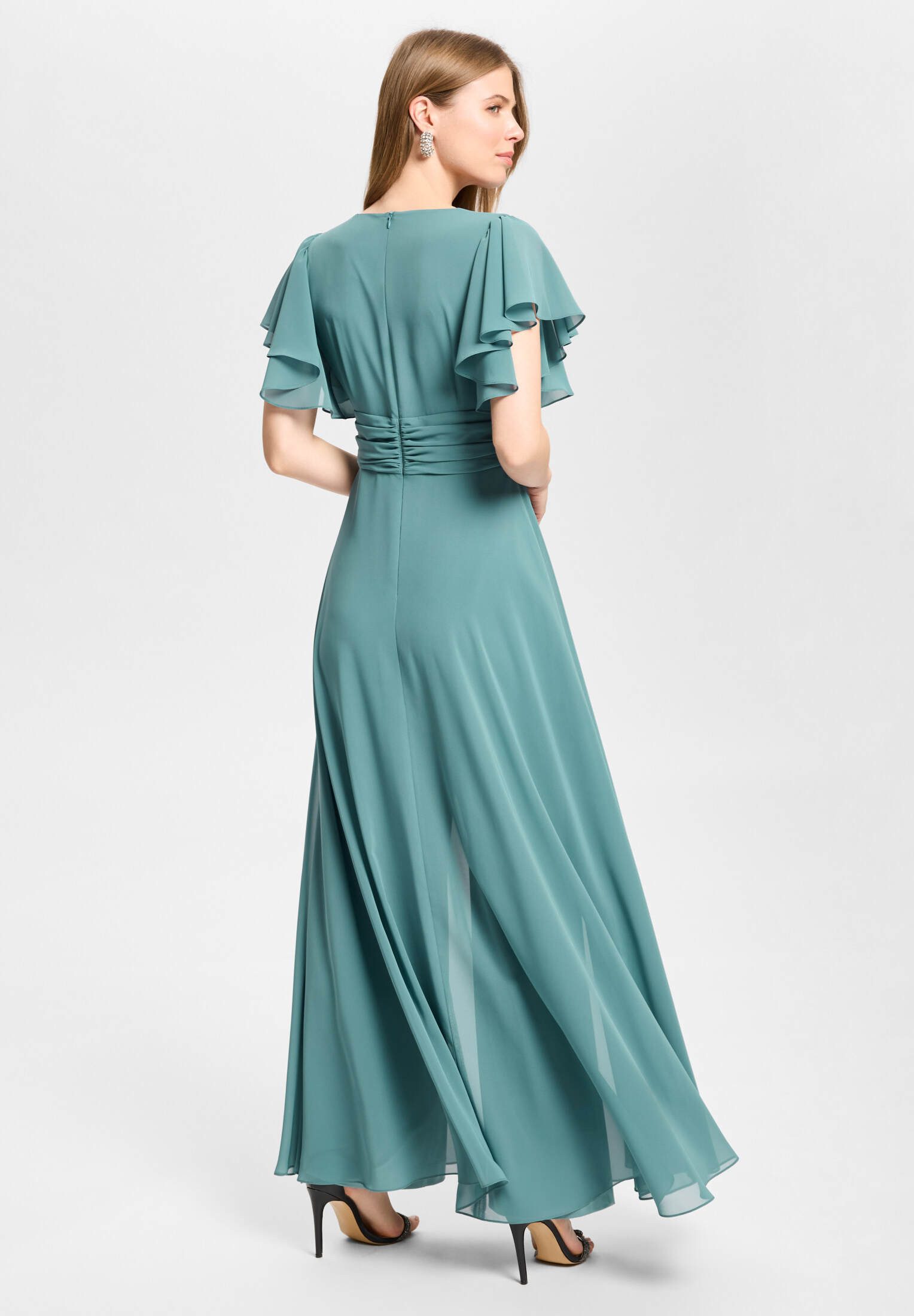 SWING Jumpsuit - Chiffon Jumpsuit mit Überrock und Volantärmeln Oberteil in figurbetonter Passform – Bild 2 von 5